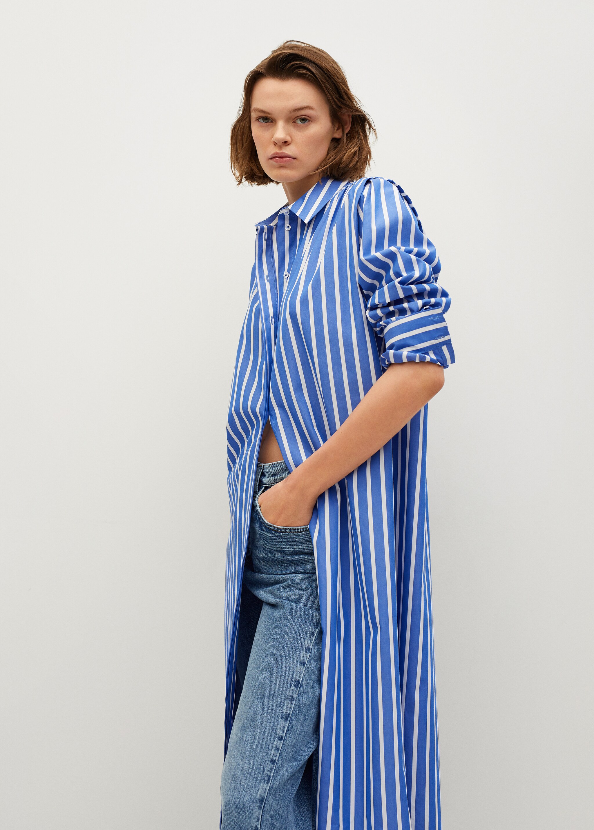 Vestido camisero algodón - Plano medio