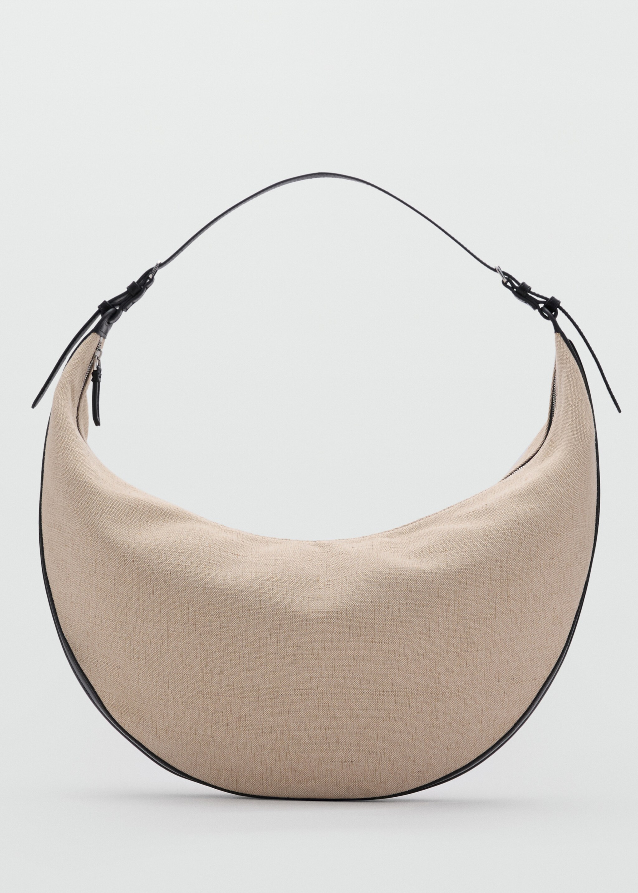 Oval linen-blend shoulder bag - Article without model, Black. Ref: 87007170-00.
