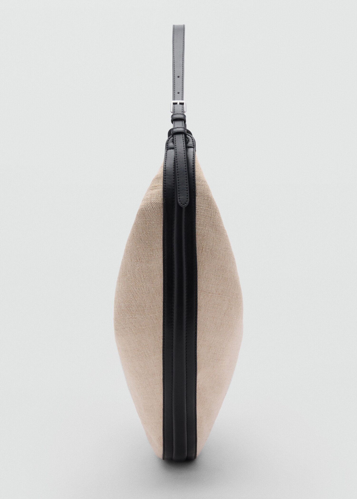 Oval linen-blend shoulder bag - Details of the article 1