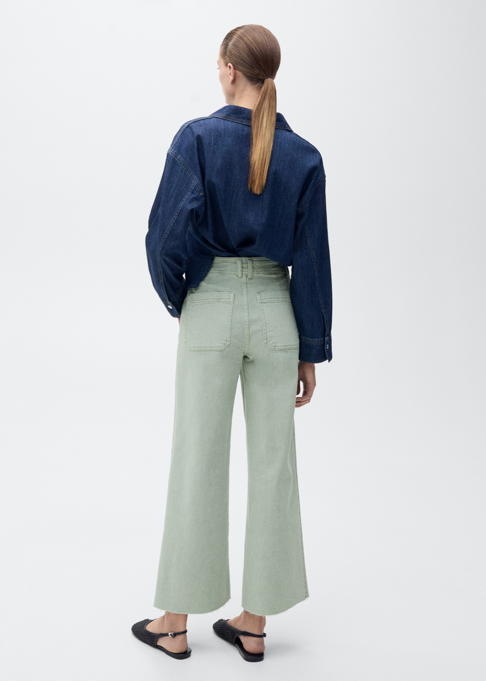 Catherin culotte high-rise jeans - Reverse of the article, Turquoise. Ref: 87007180-00.