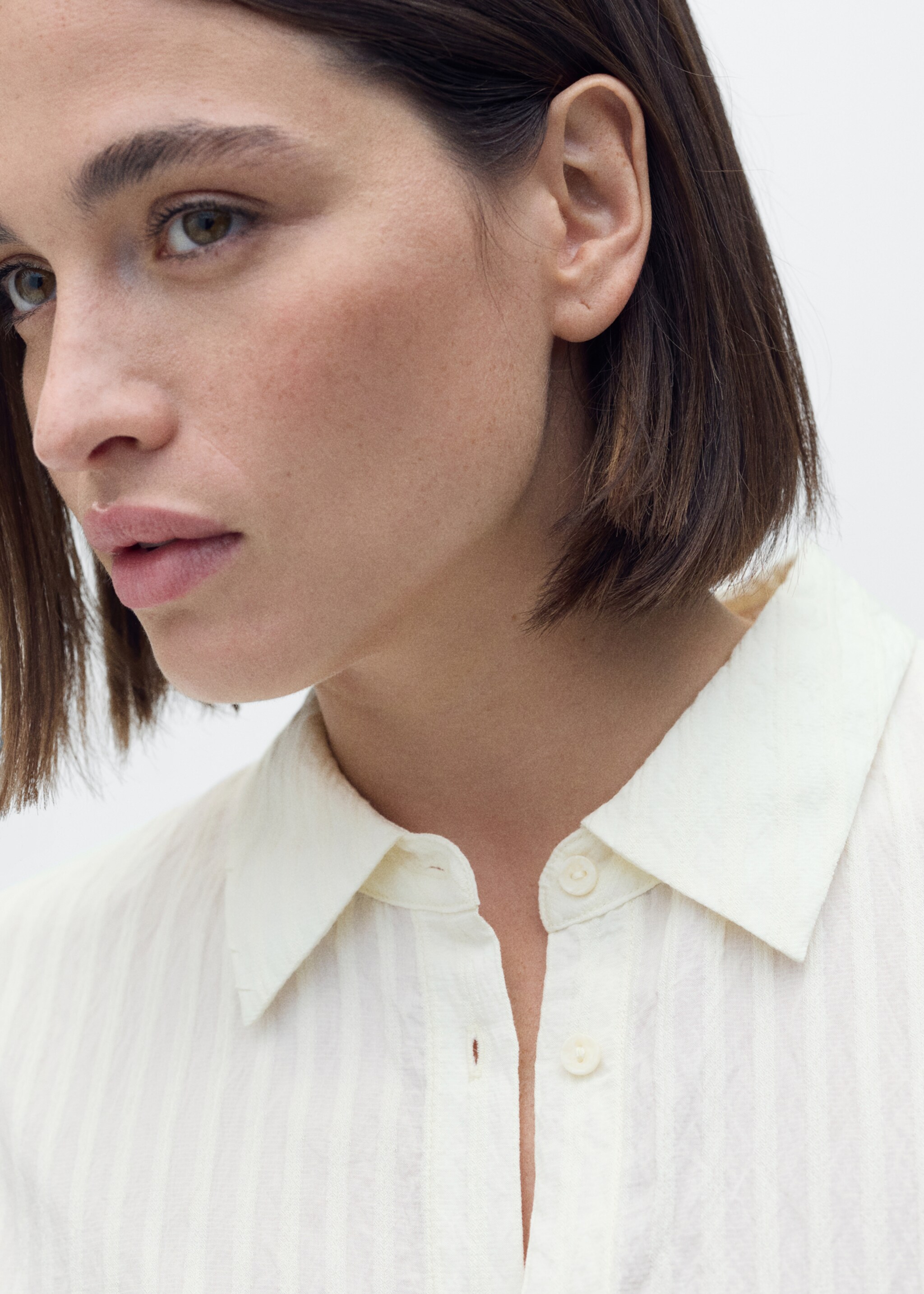 Bow shirt dress - Details of the article 4, Ecru. Ref: 87007188-00.