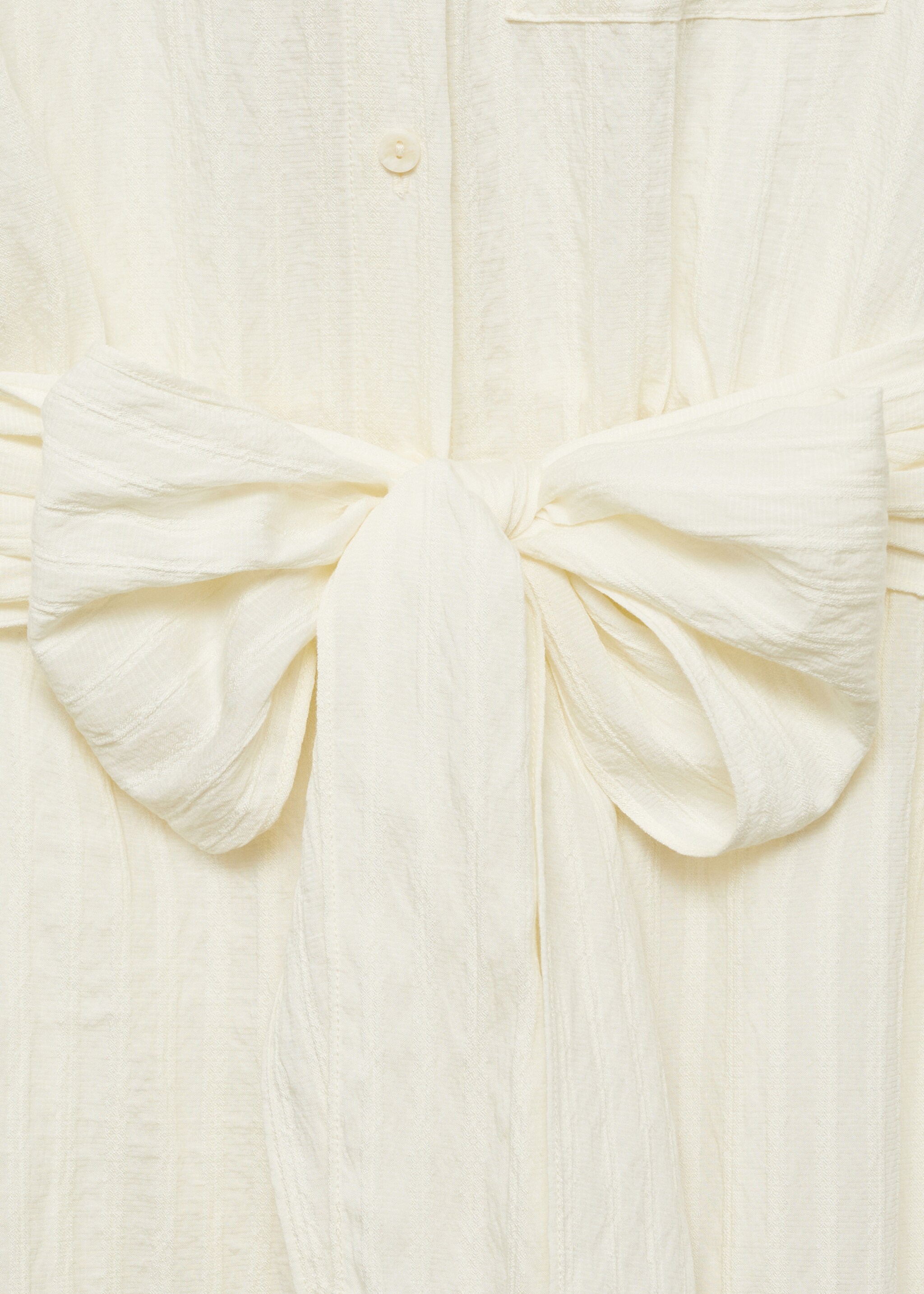 Bow shirt dress - Details of the article 8, Ecru. Ref: 87007188-00.