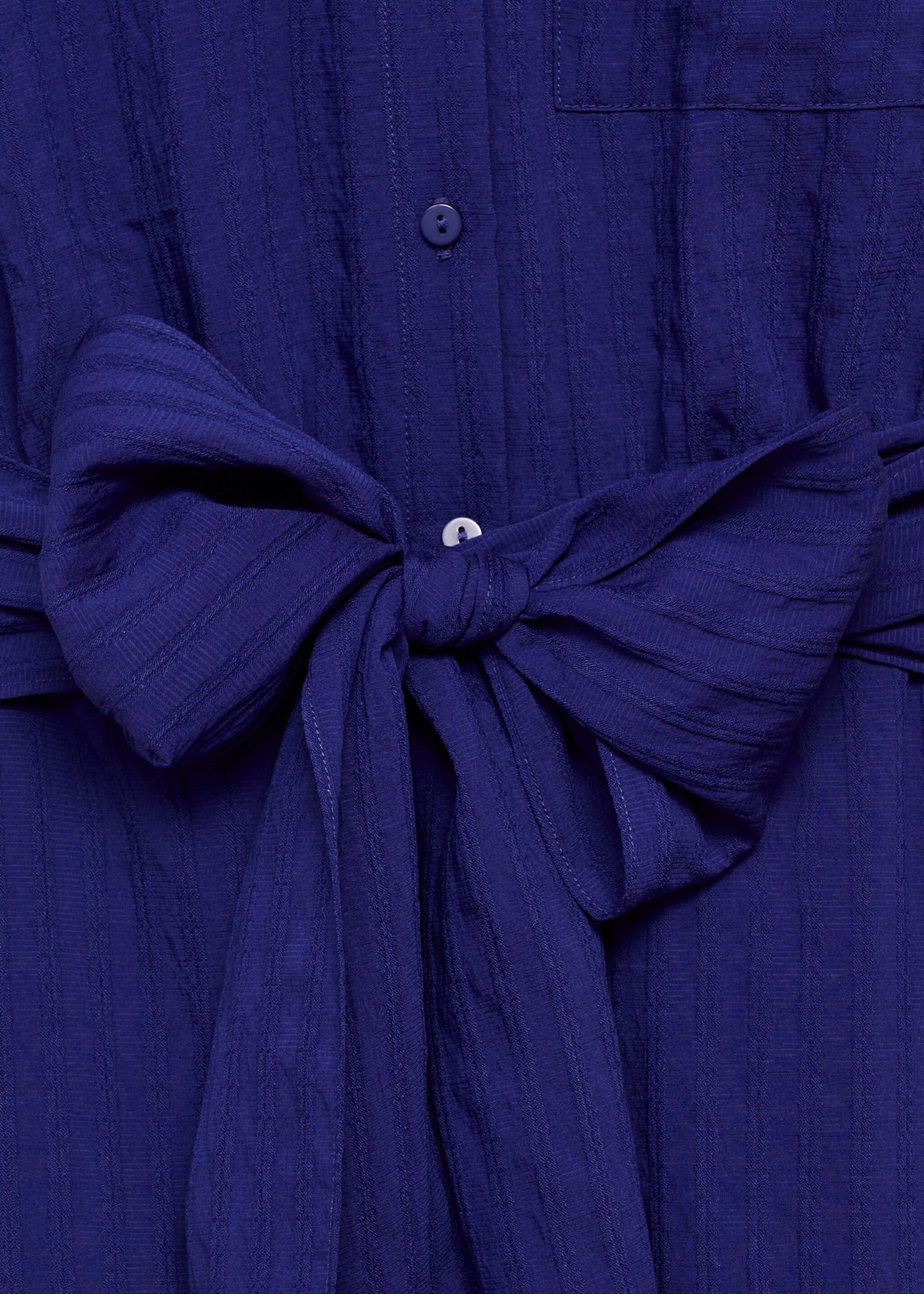 Bow shirt dress - Details of the article 8, Blue. Ref: 87007188-00.