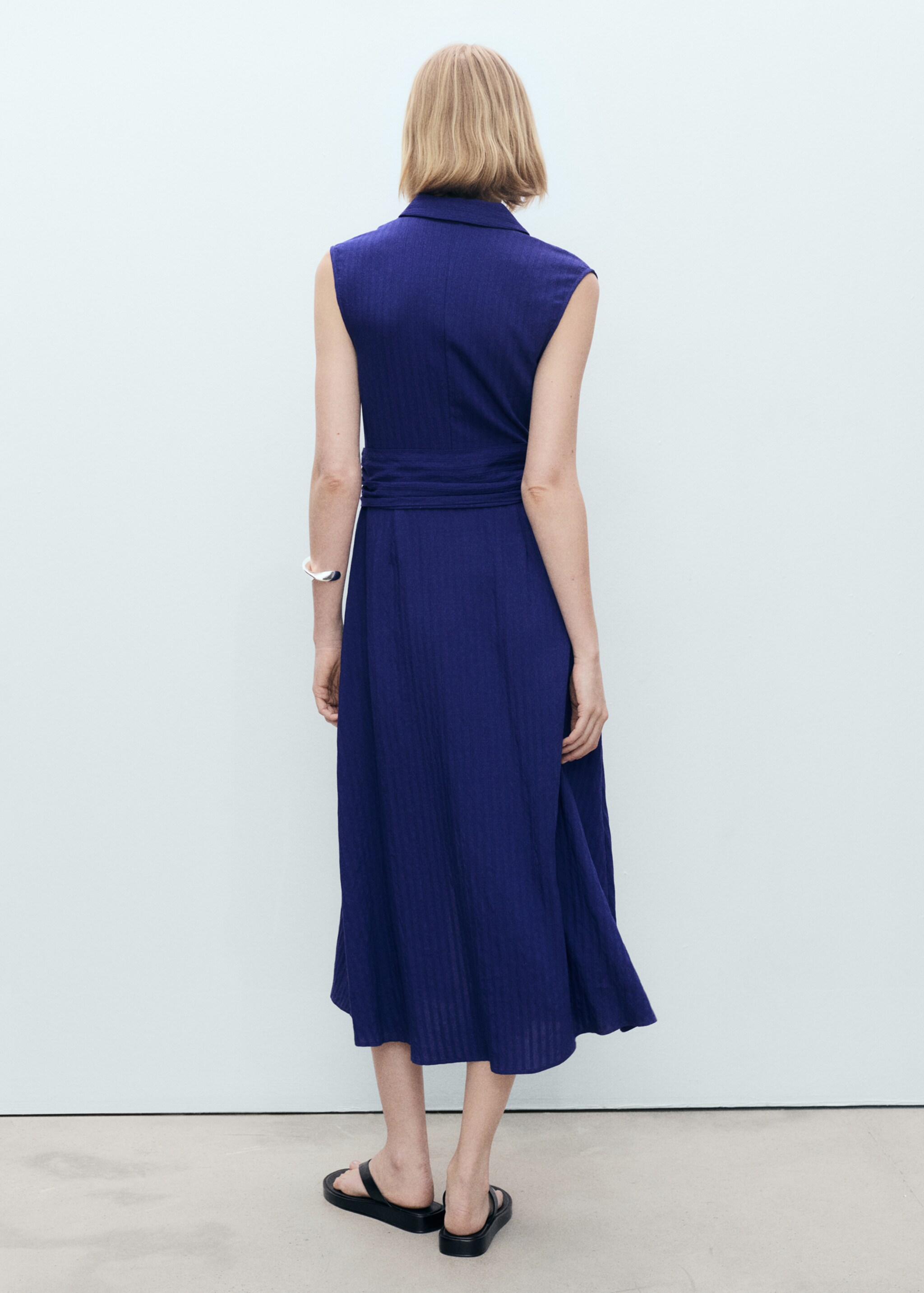 Bow shirt dress - Reverse of the article, Blue. Ref: 87007188-00.
