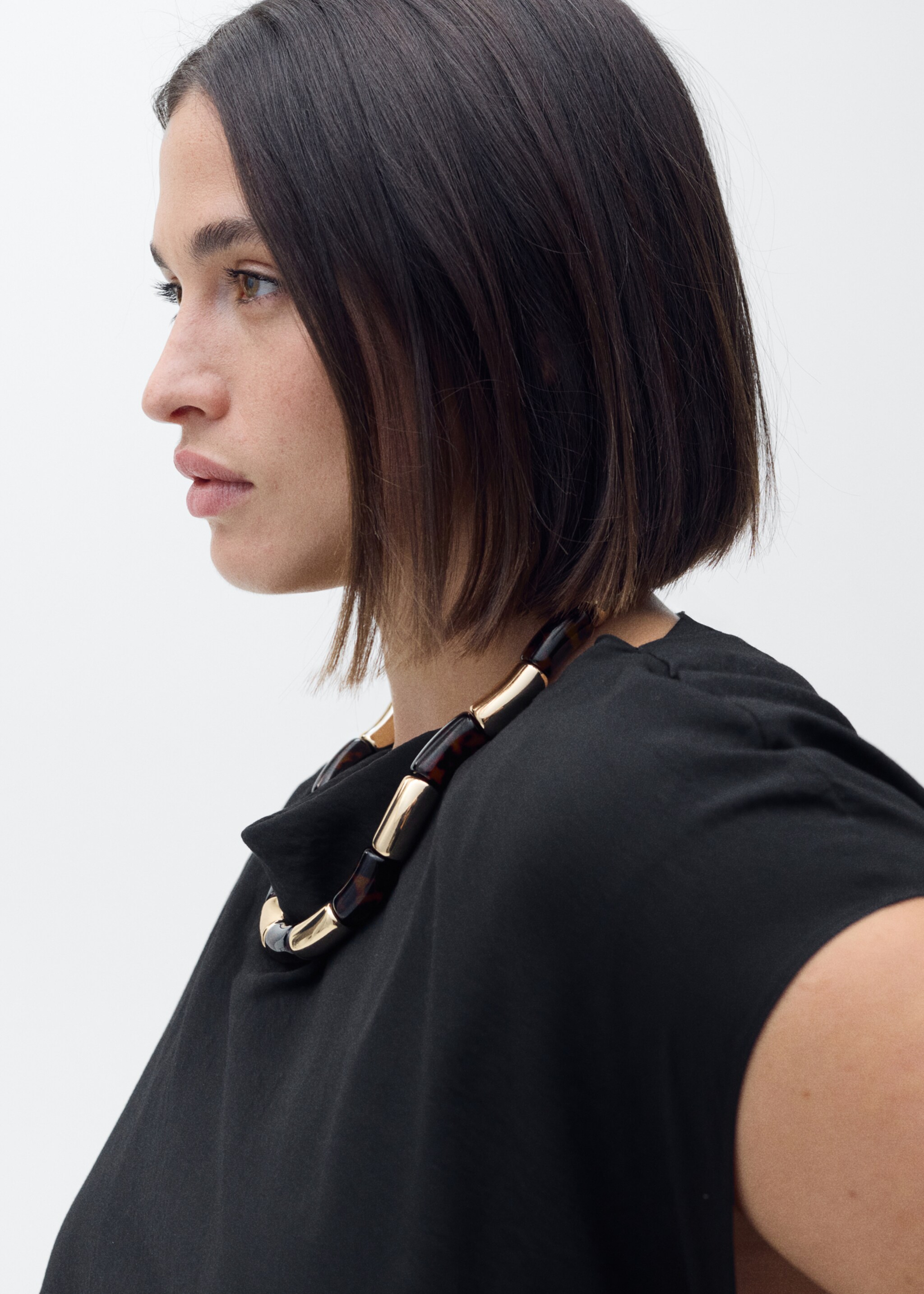 Draped straight dress - Details of the article 4, Black. Ref: 87007190-00.