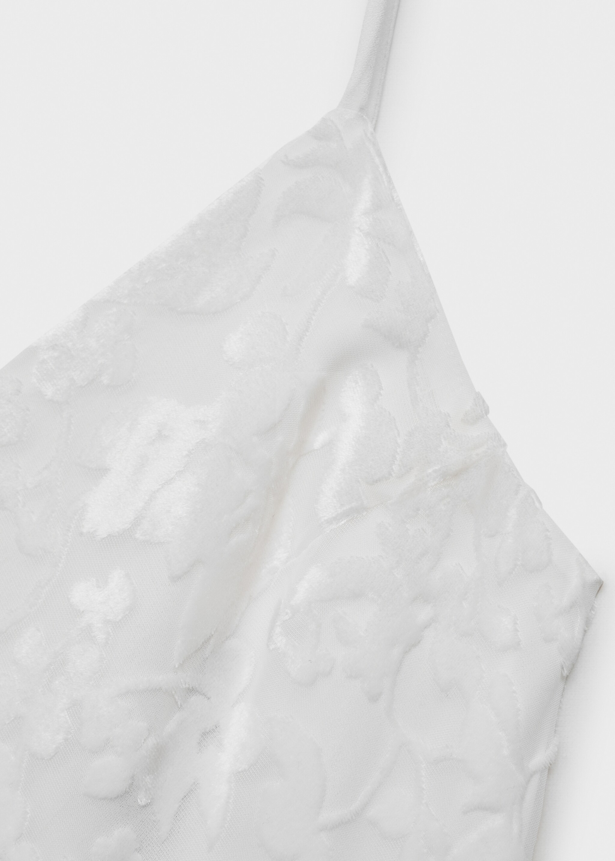 Sukienka z kwiatowego materiału devoré - Szczegóły artykułu 8, Złamana biel. Ref: 87007191-00.