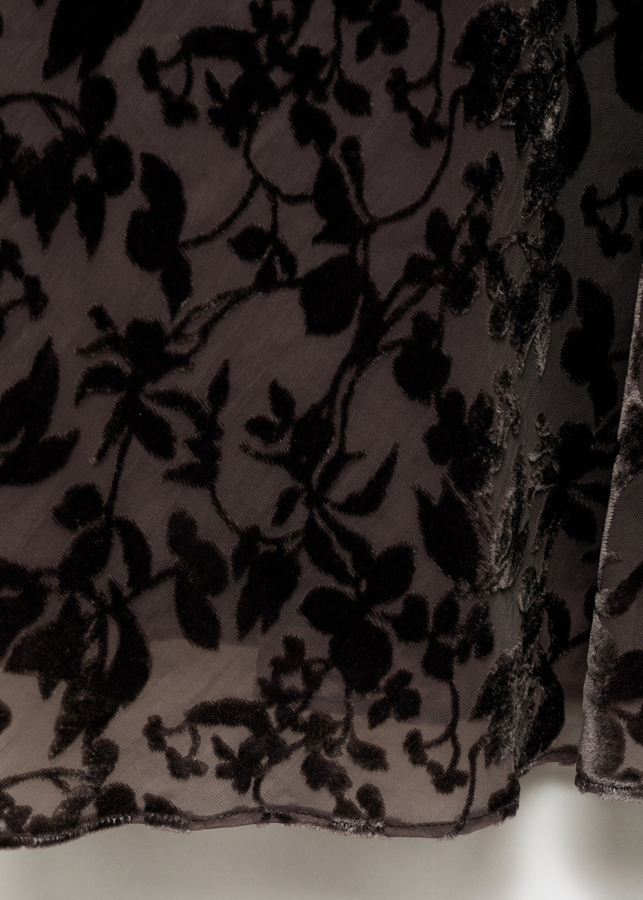 Sukienka z kwiatowego materiału devoré - Szczegóły artykułu 0, Czekoladowy. Ref: 87007191-00.