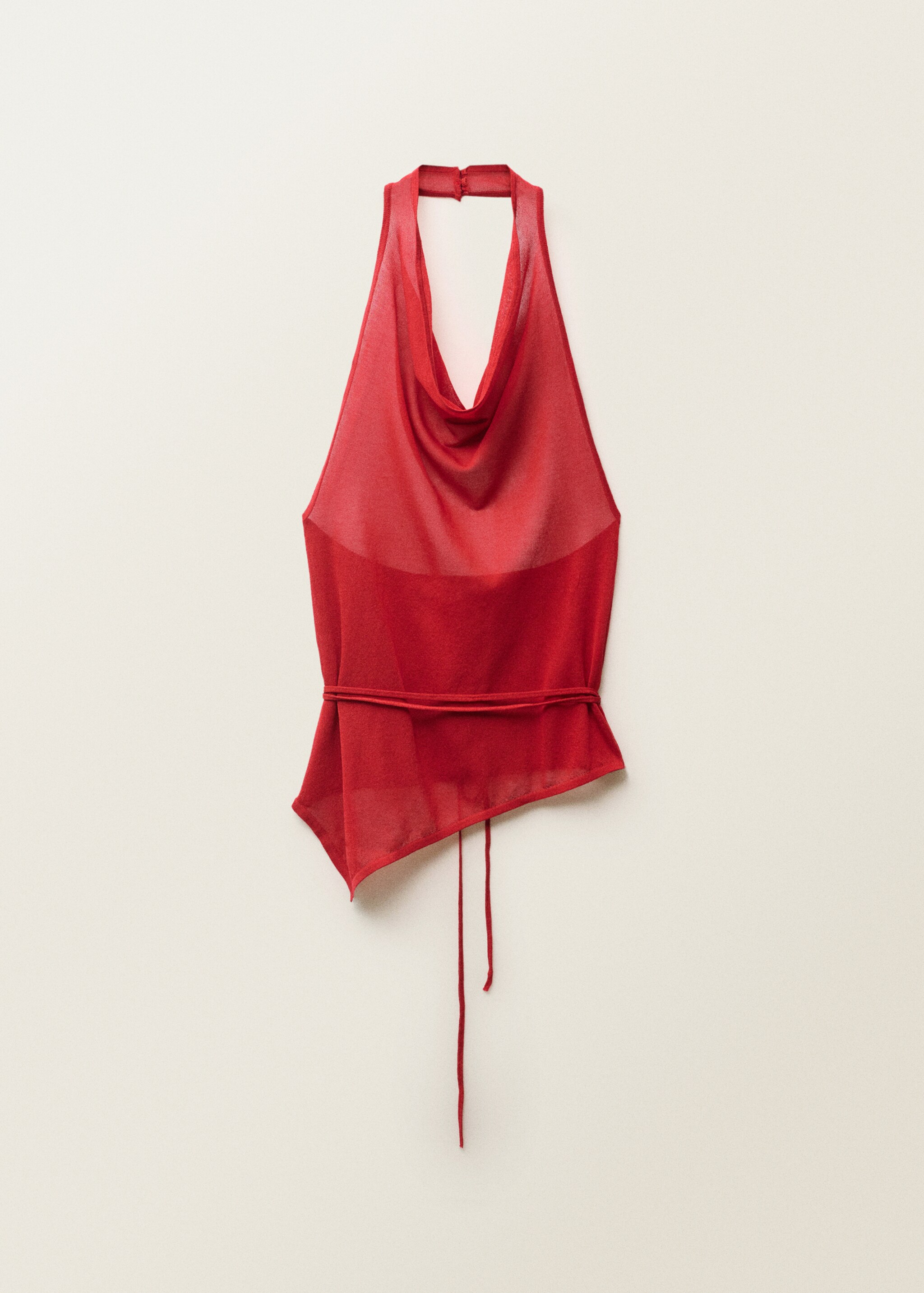 Draped knitted top with open back - Article without model, Red. Ref: 87007198-00.