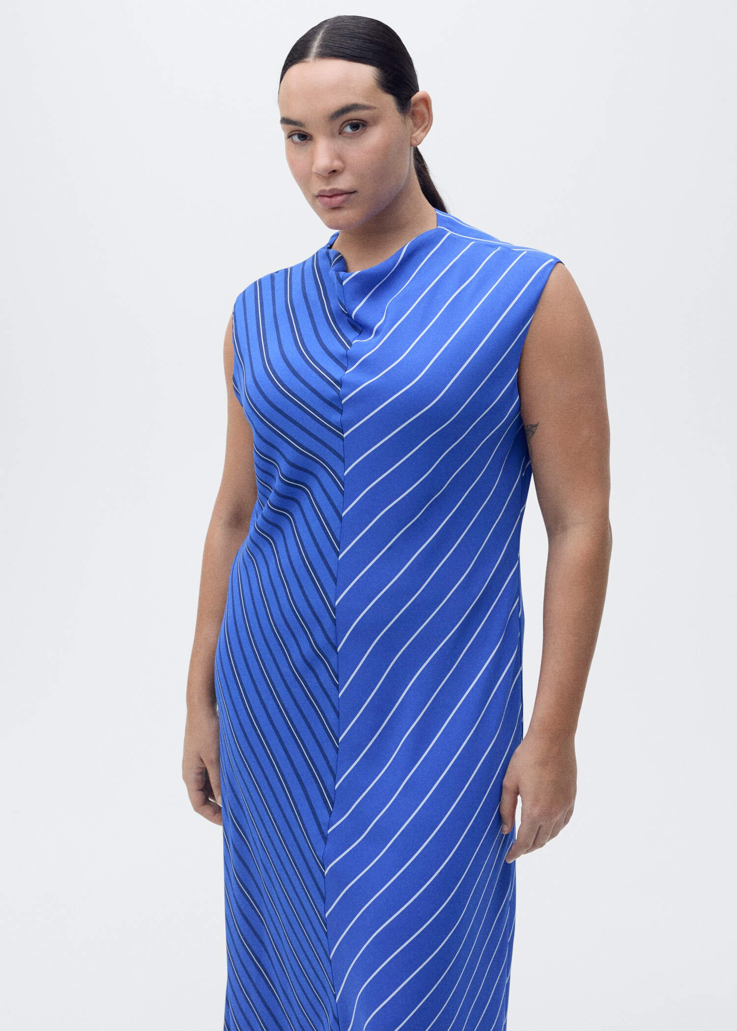 Combined striped flared dress - Details of the article 5