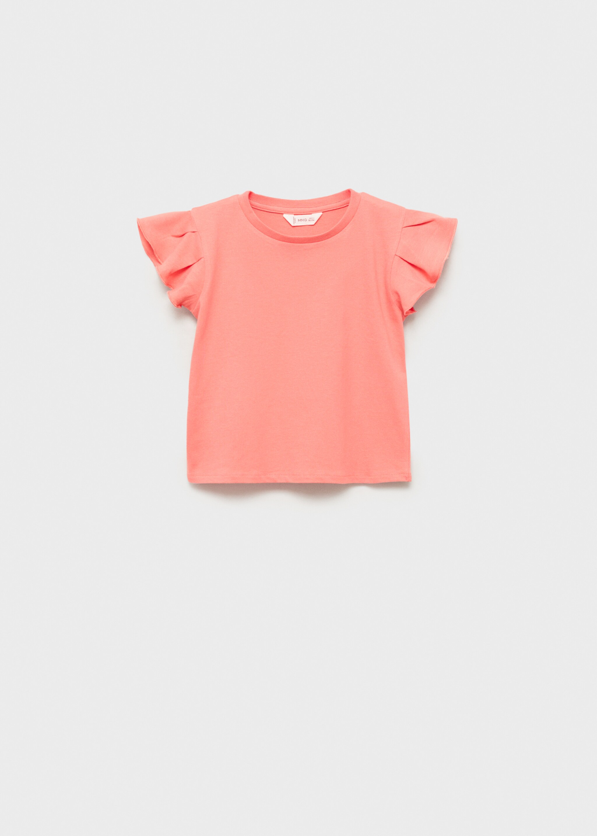 Ruffled sleeve T-shirt - Article without model, Coral Red. Ref: 87007705-00.