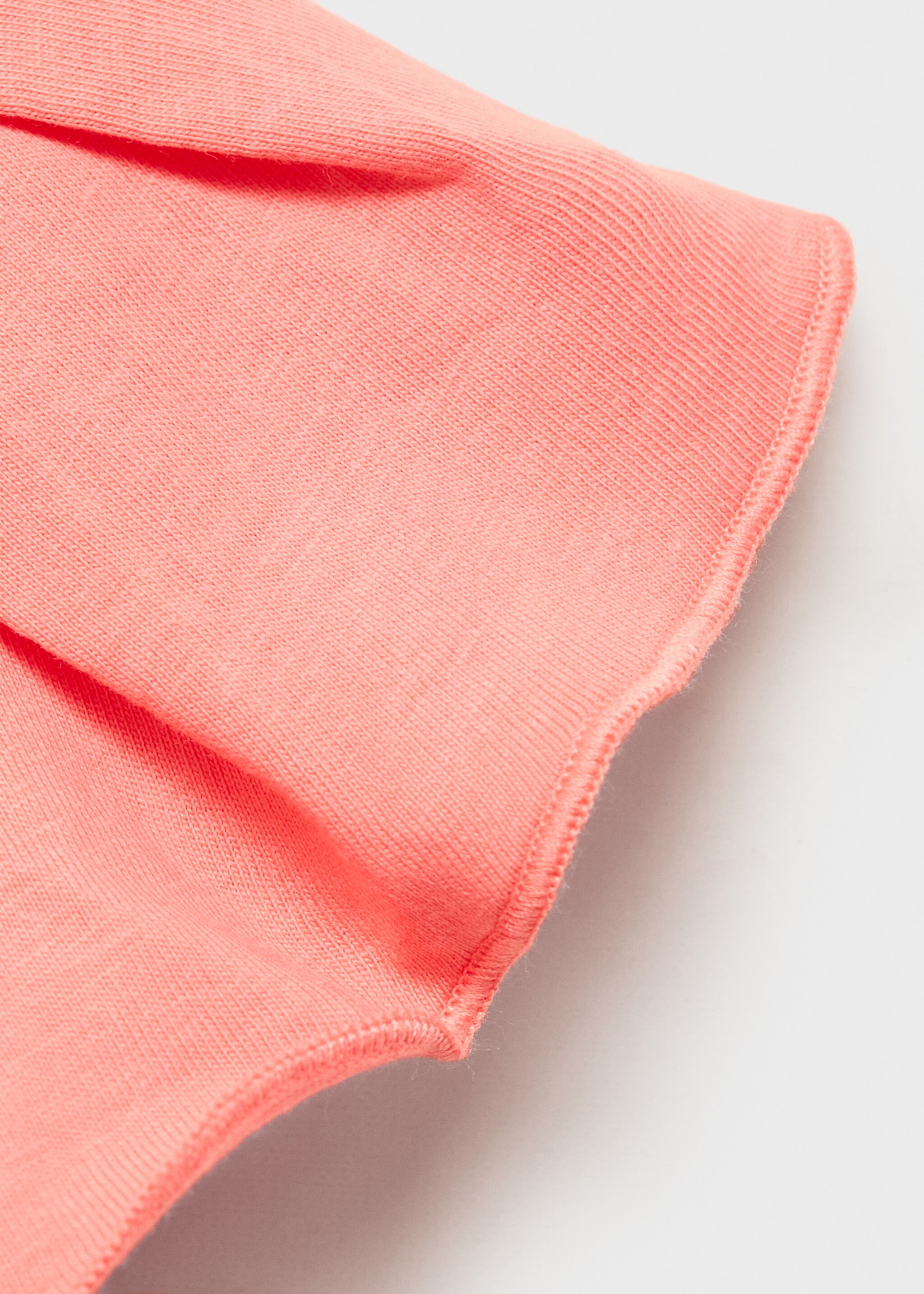 Ruffled sleeve T-shirt - Details of the article 8, Coral Red. Ref: 87007705-00.