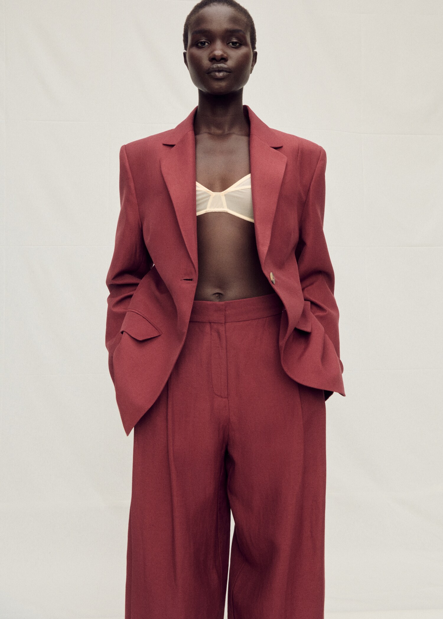 Wideleg-Anzughose aus Leinengemisch - Detail des Artikels 1