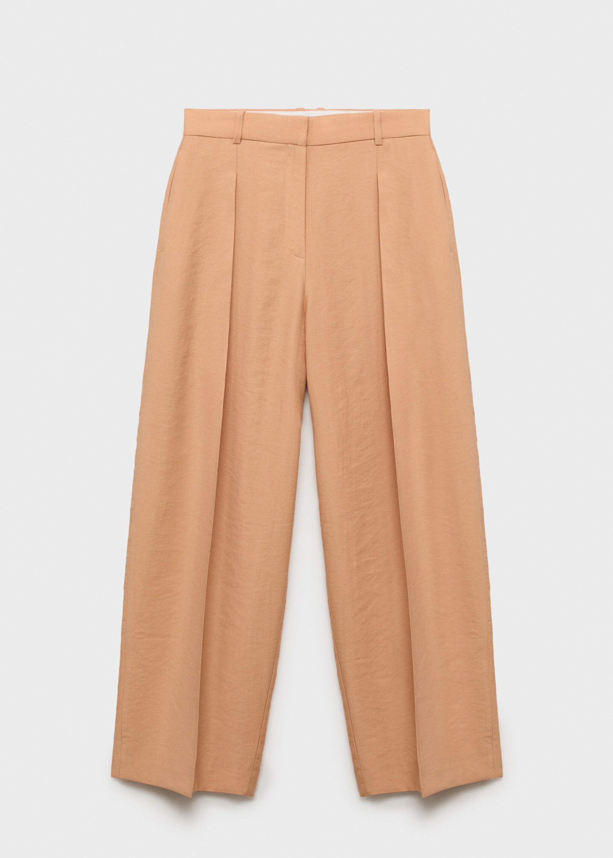 Straight-fit lyocell pants with pleats - Article without model, Nude. Ref: 87007723-00.