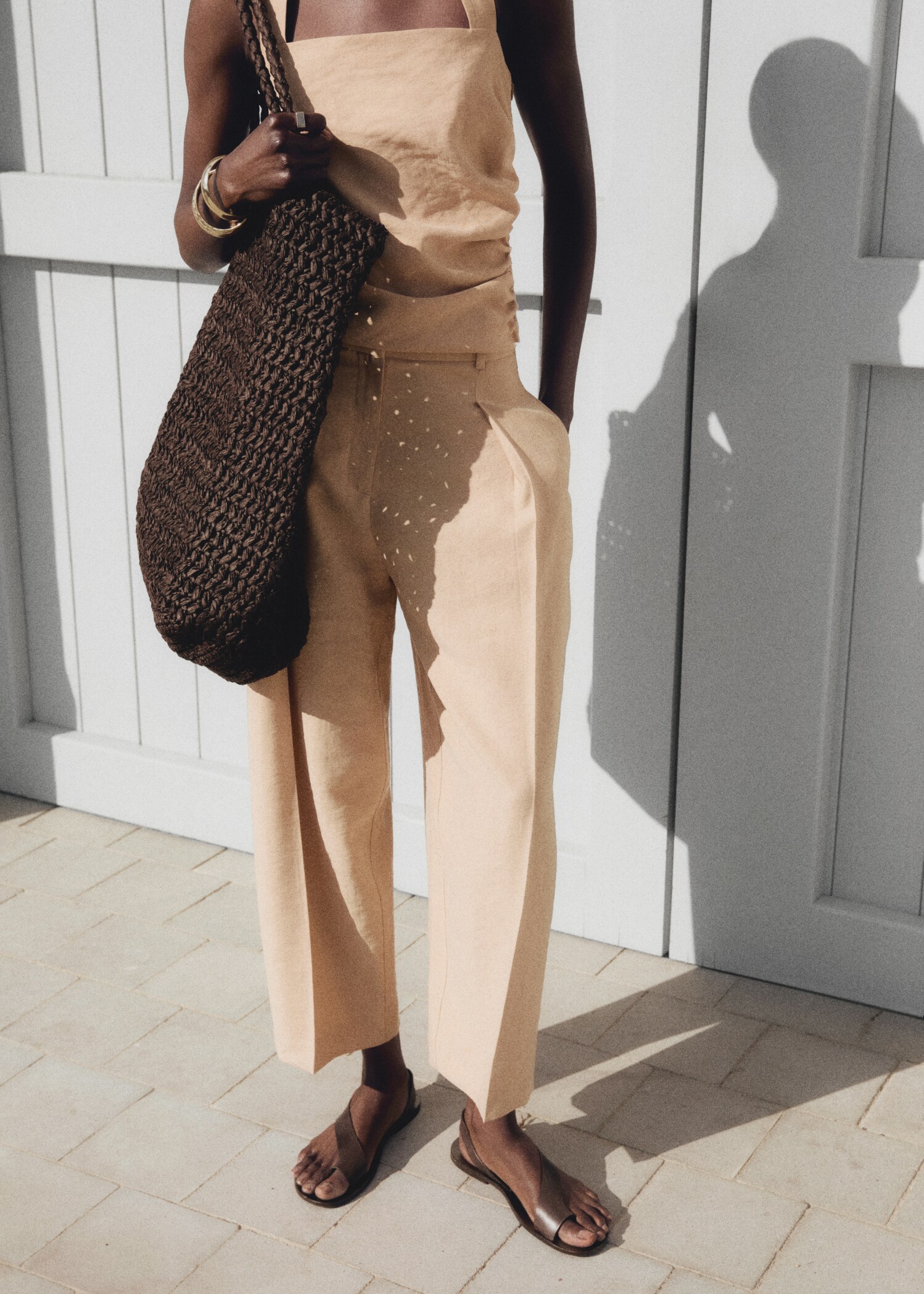 Straight-fit lyocell pants with pleats - Details of the article 6