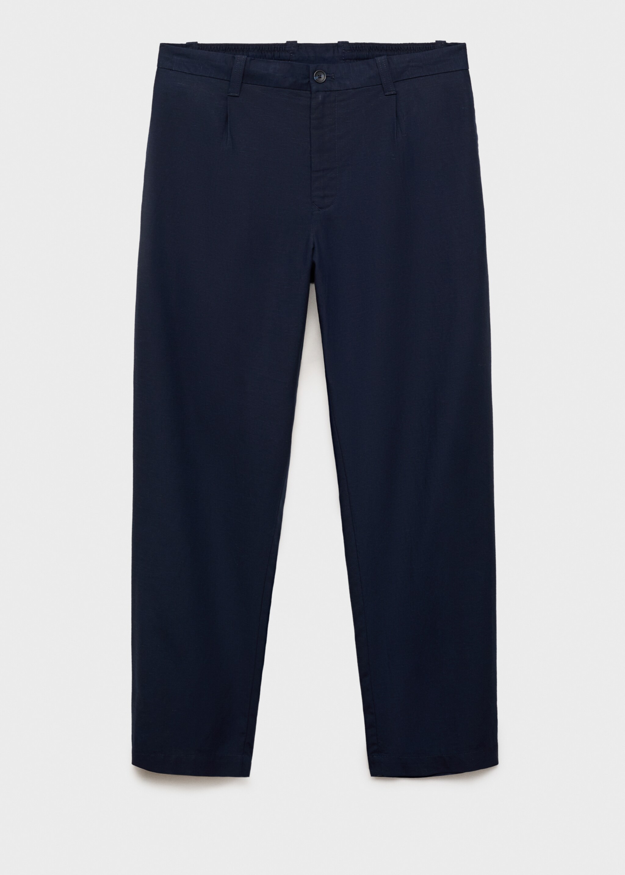 Linen lyocell regular-fit trousers - Article without model, Dark Navy. Ref: 87007889-00.