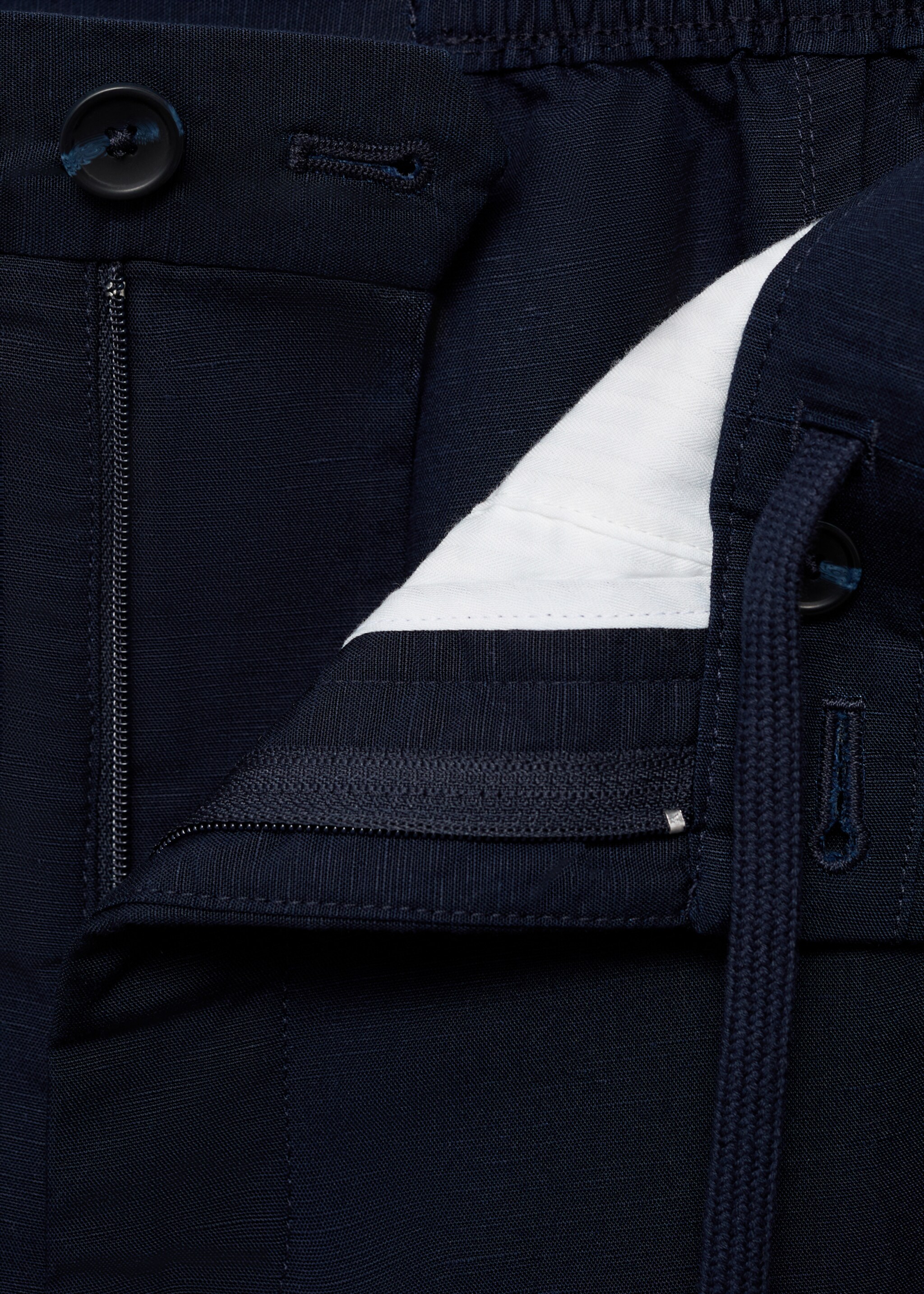 Linen lyocell regular-fit trousers - Details of the article 0, Dark Navy. Ref: 87007889-00.