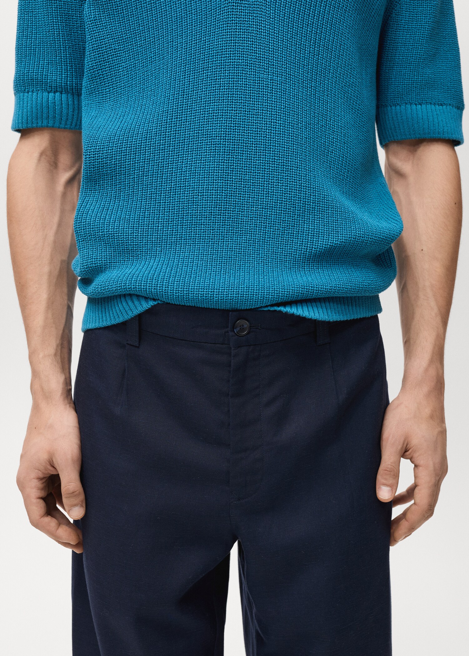 Linen lyocell regular-fit trousers - Details of the article 1