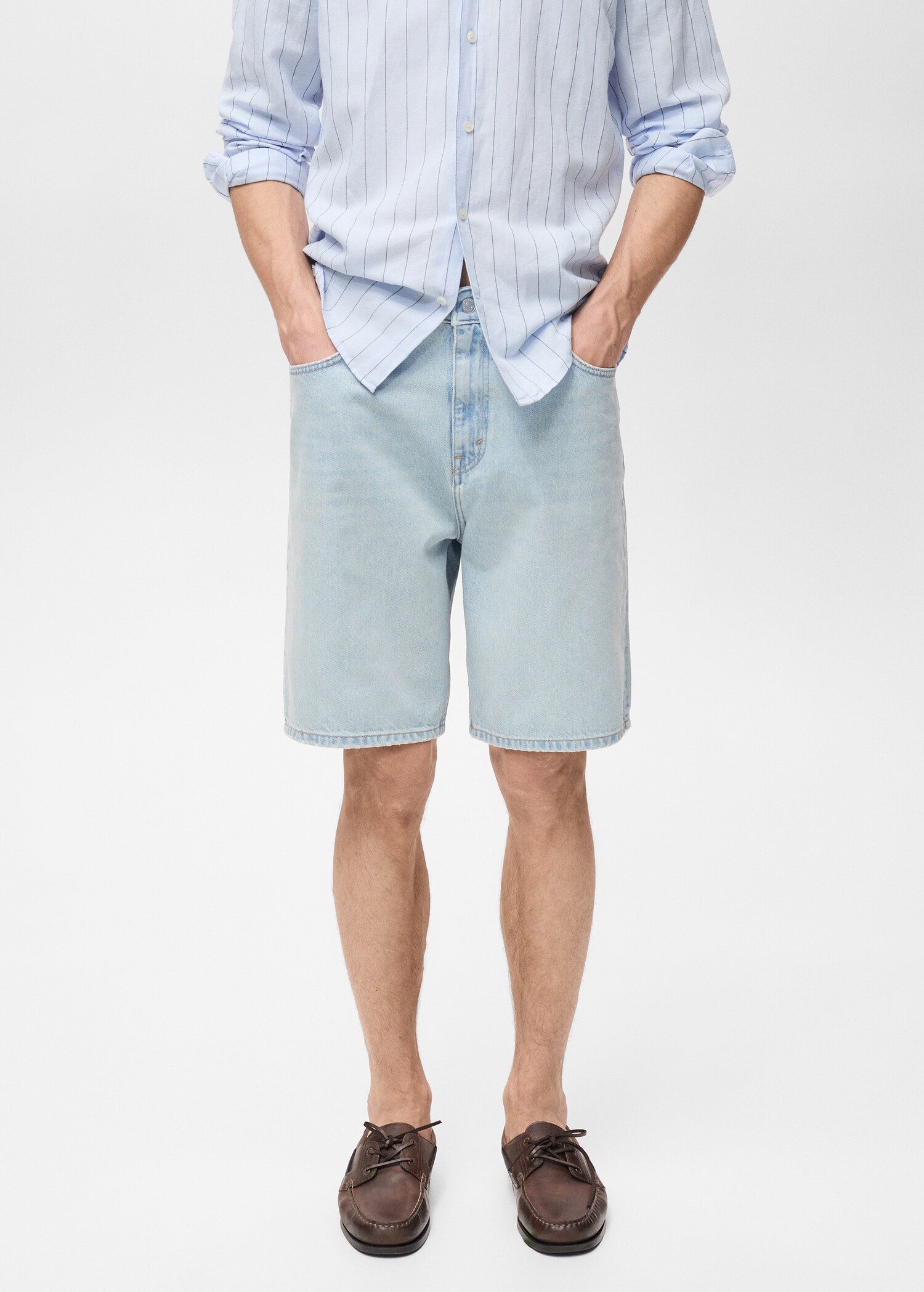 Bermudas vaqueras relaxed fit - Plano medio