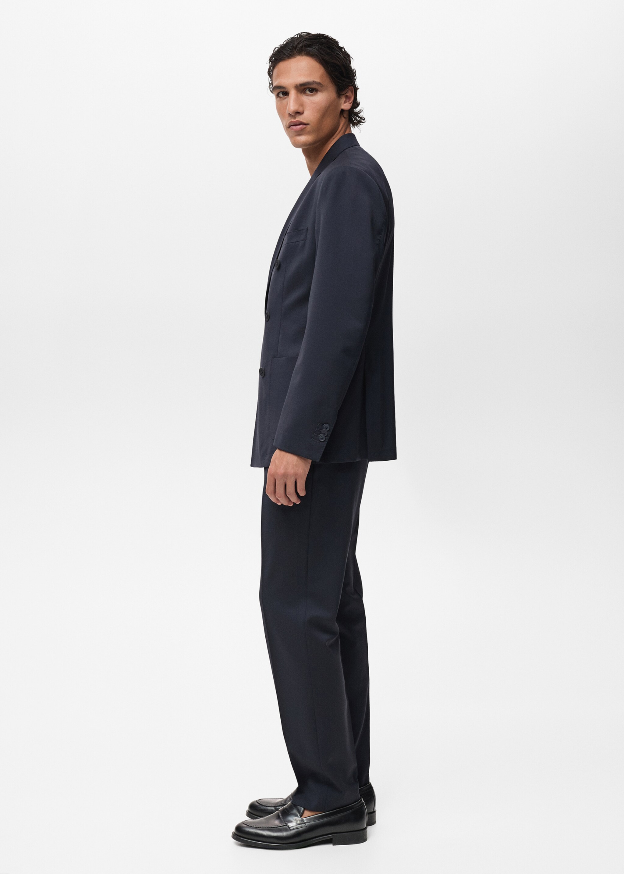 Cool wool suit trousers - Details of the article 2, Blue. Ref: 87007901-00.