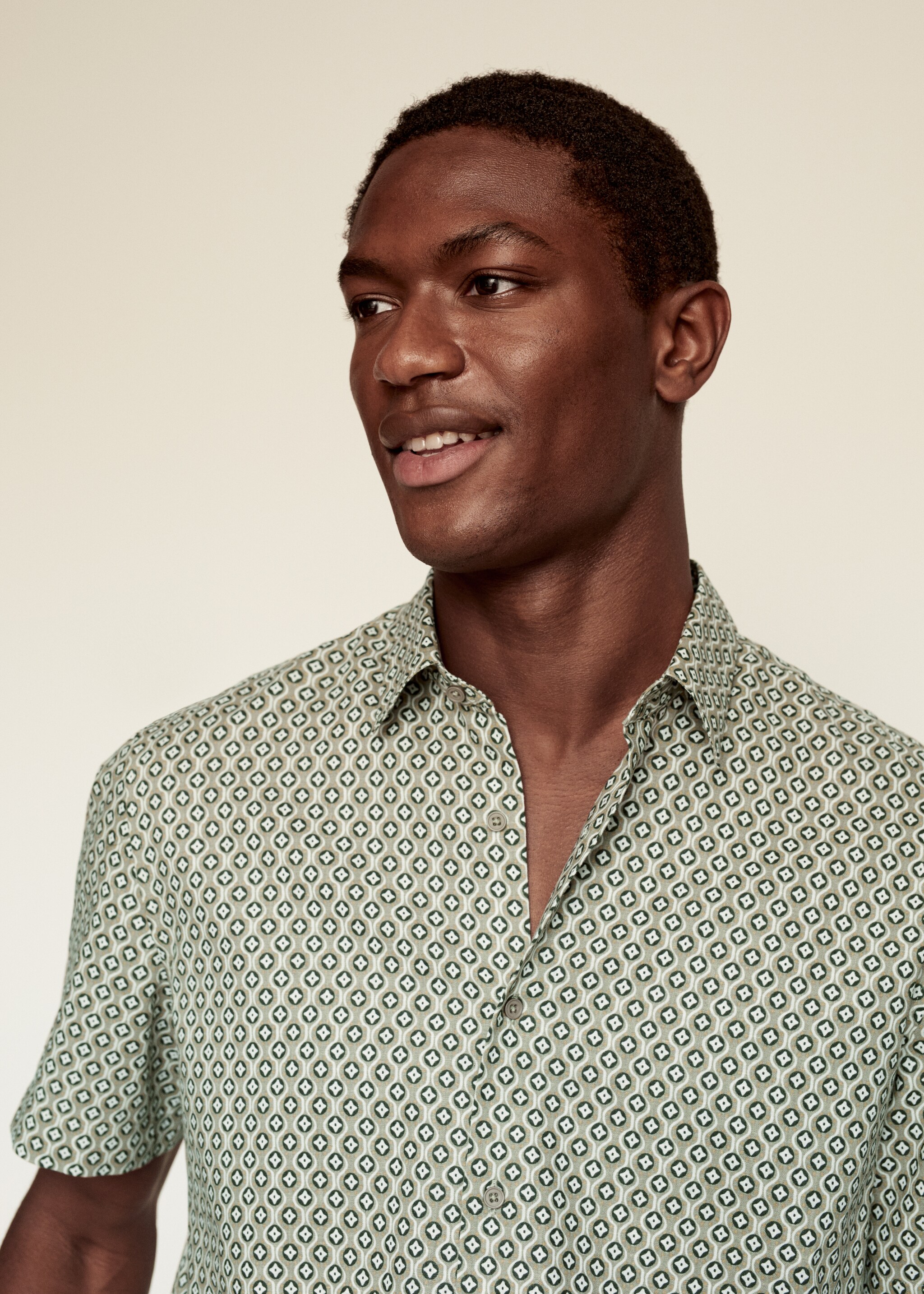 Regular-fit printed linen shirt - Details of the article 1