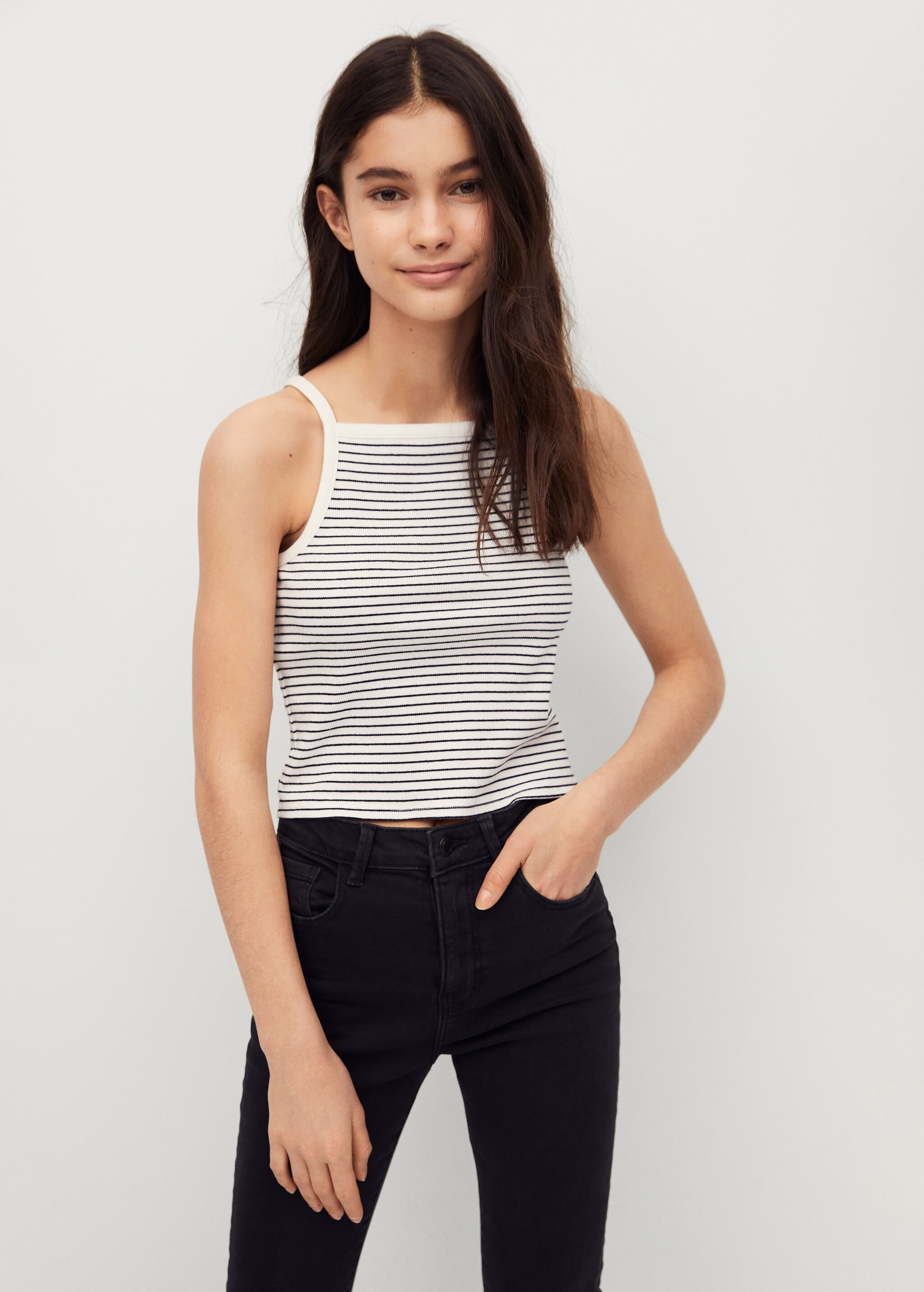 Ribbed cotton-blend top - Details of the article 1