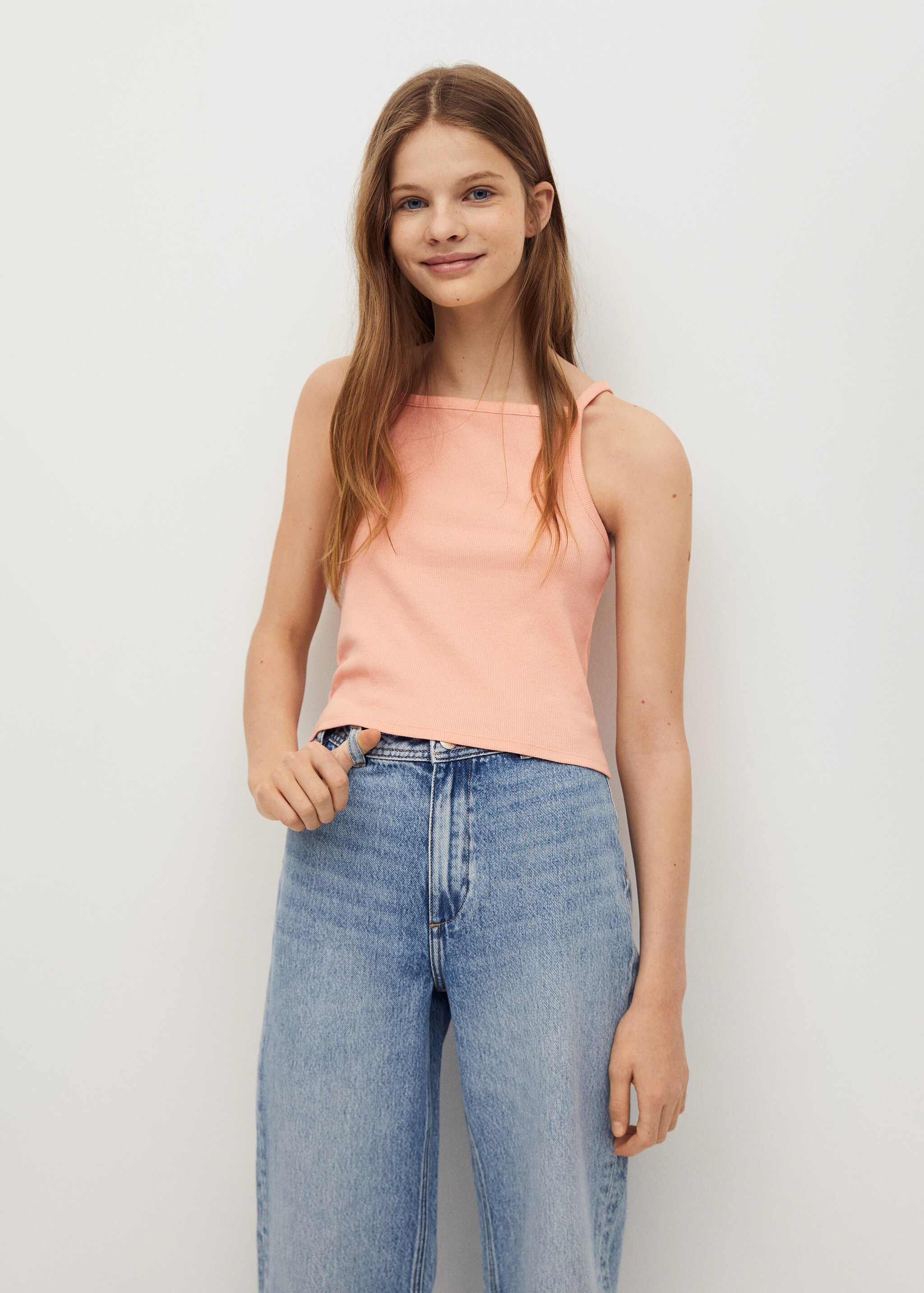 Ribbed cotton-blend top - Medium plane