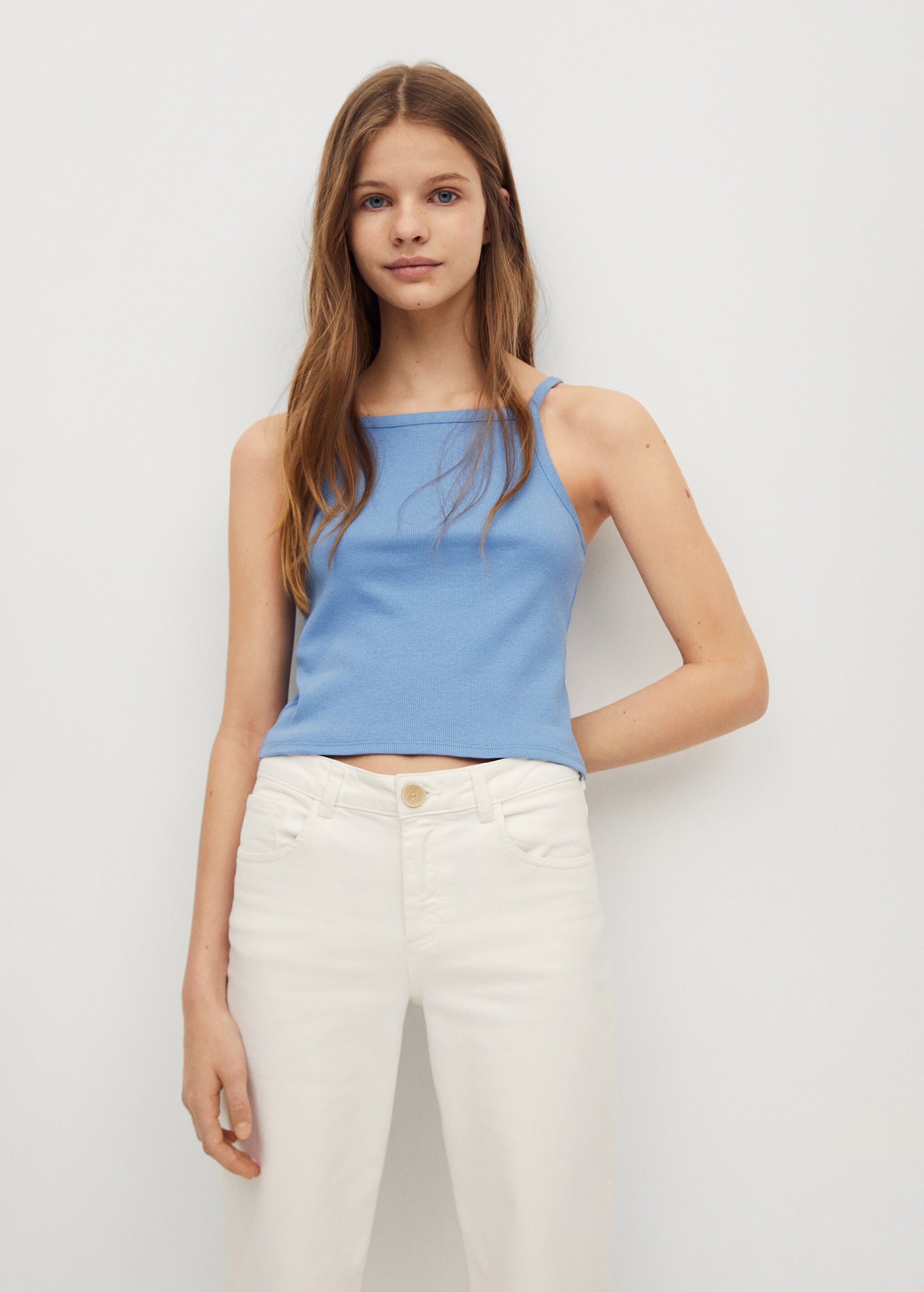 Ribbed cotton-blend top - Medium plane