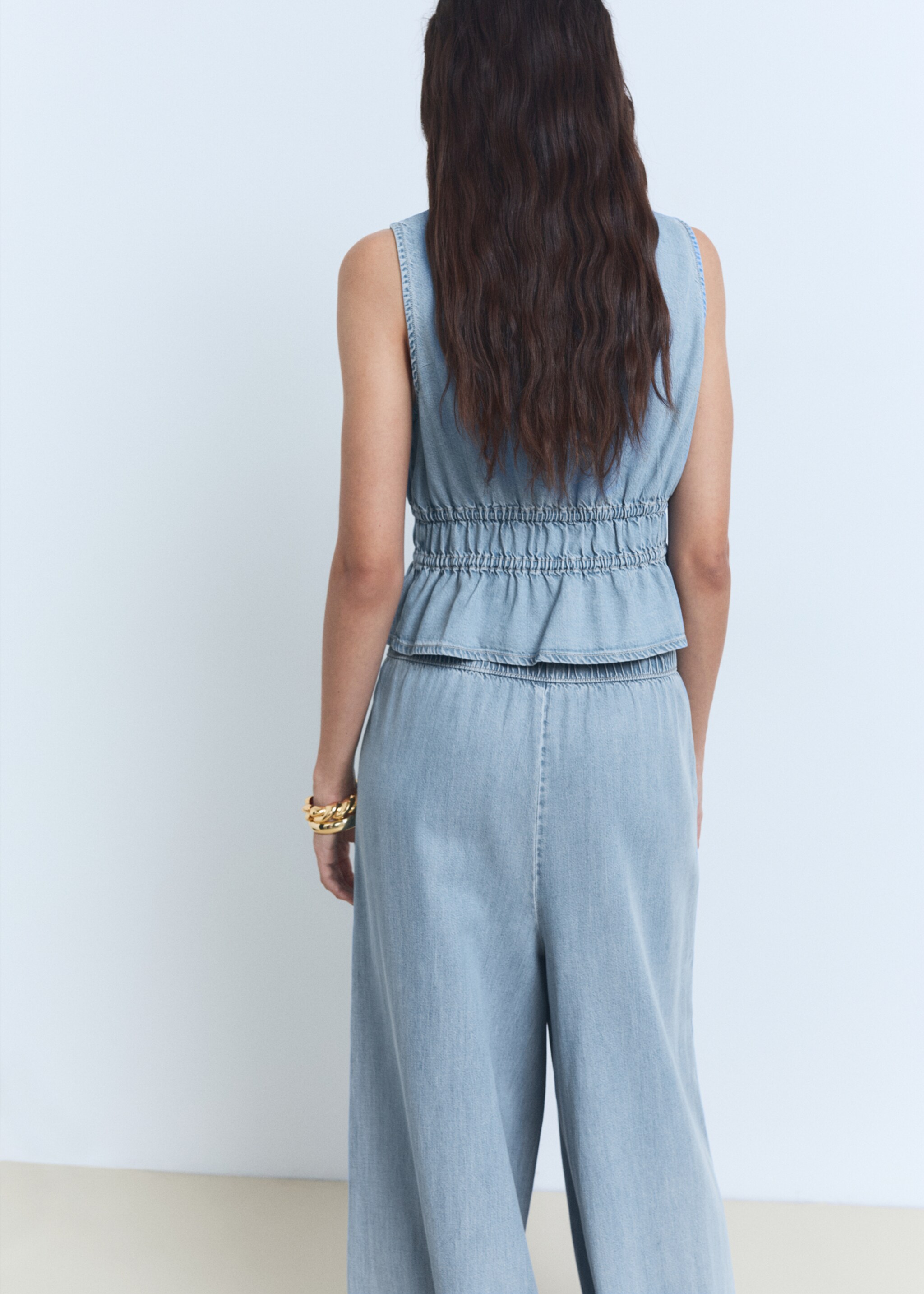 Top lyocell cierre lazos - Reverso del artículo, Azul claro. Ref: 87008654-00.
