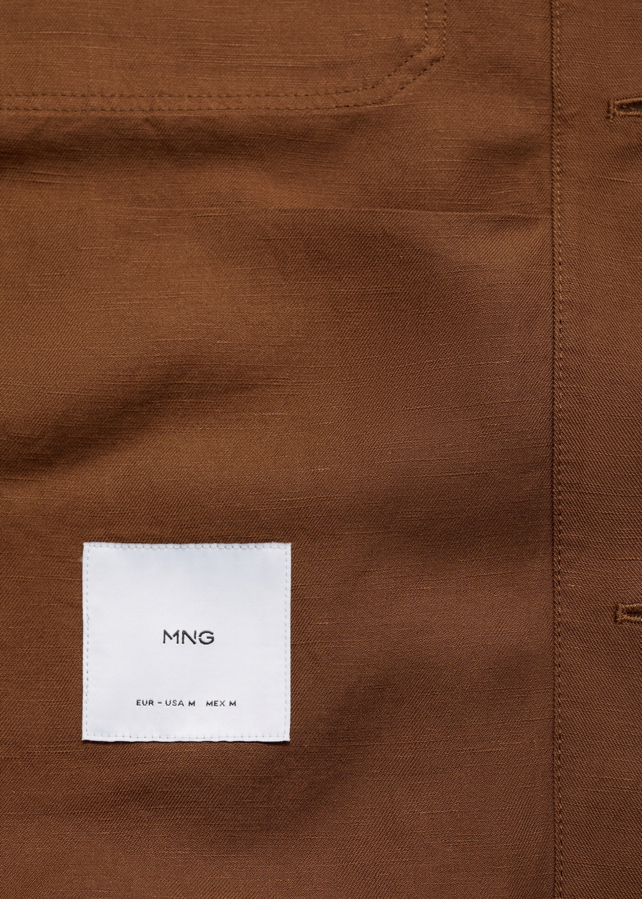 Bowling-style overshirt in a linen blend - Details of the article 0, Tobacco Brown. Ref: 87009208-00.