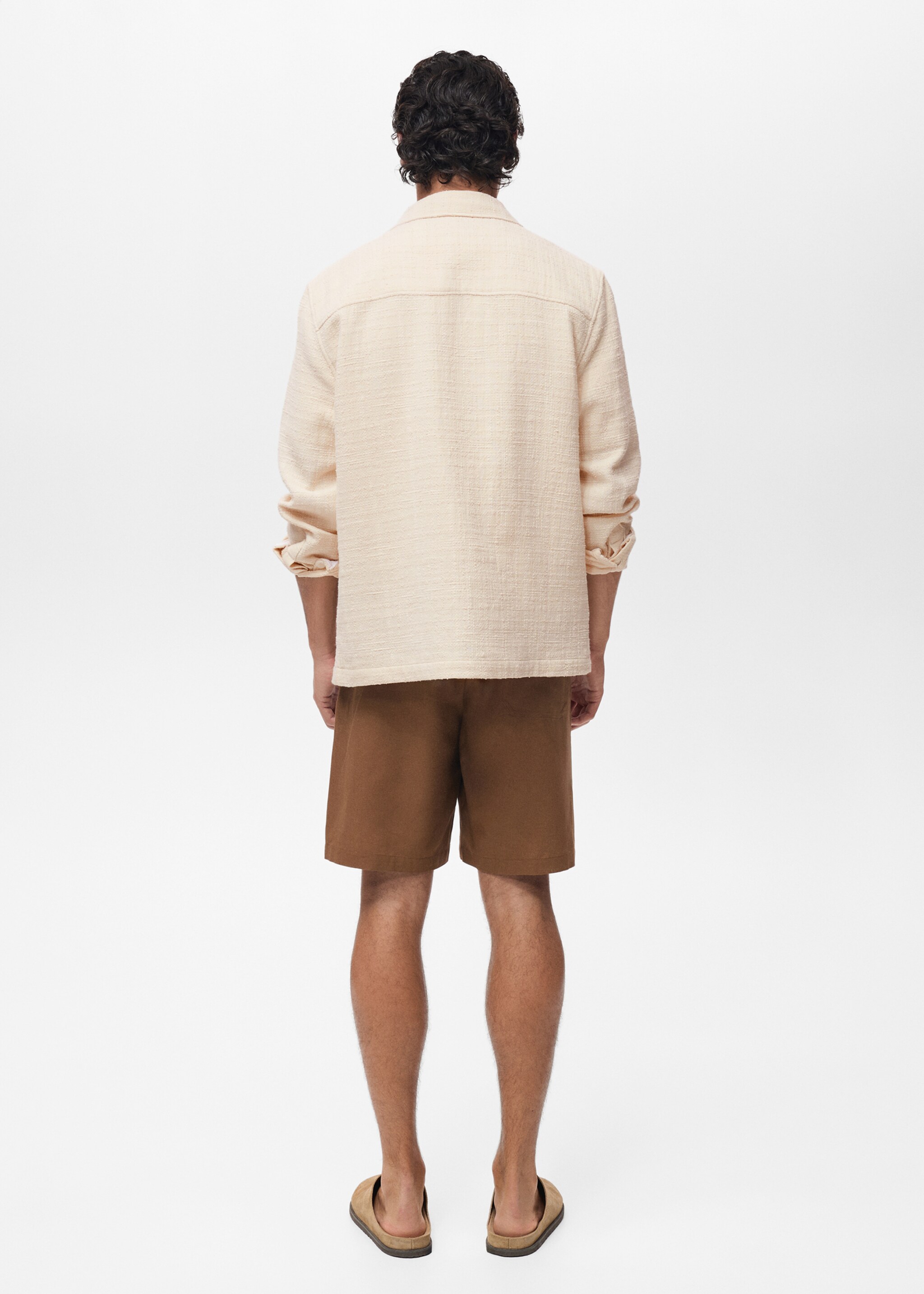 Strukturiertes Overshirt aus Baumwolle - Rückseite des Artikels, Elfenbeinweiß. Ref: 87009209-00.