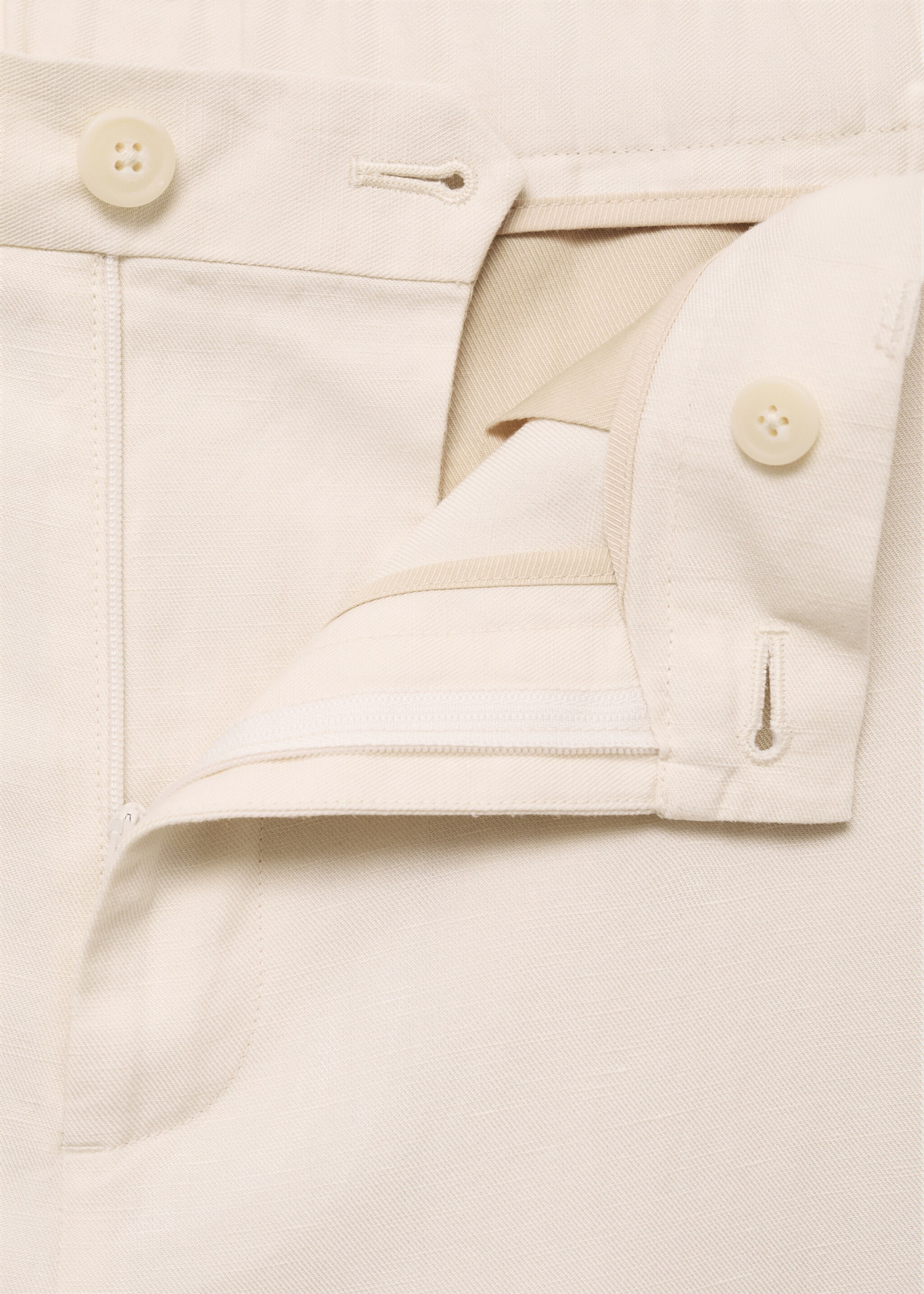Linen-lyocell blend suit trousers - Details of the article 0, Ecru. Ref: 87009210-00.