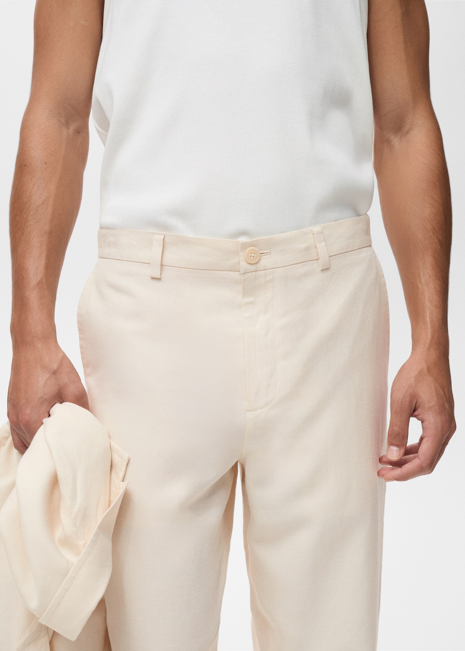 Linen-lyocell blend suit trousers - Details of the article 1