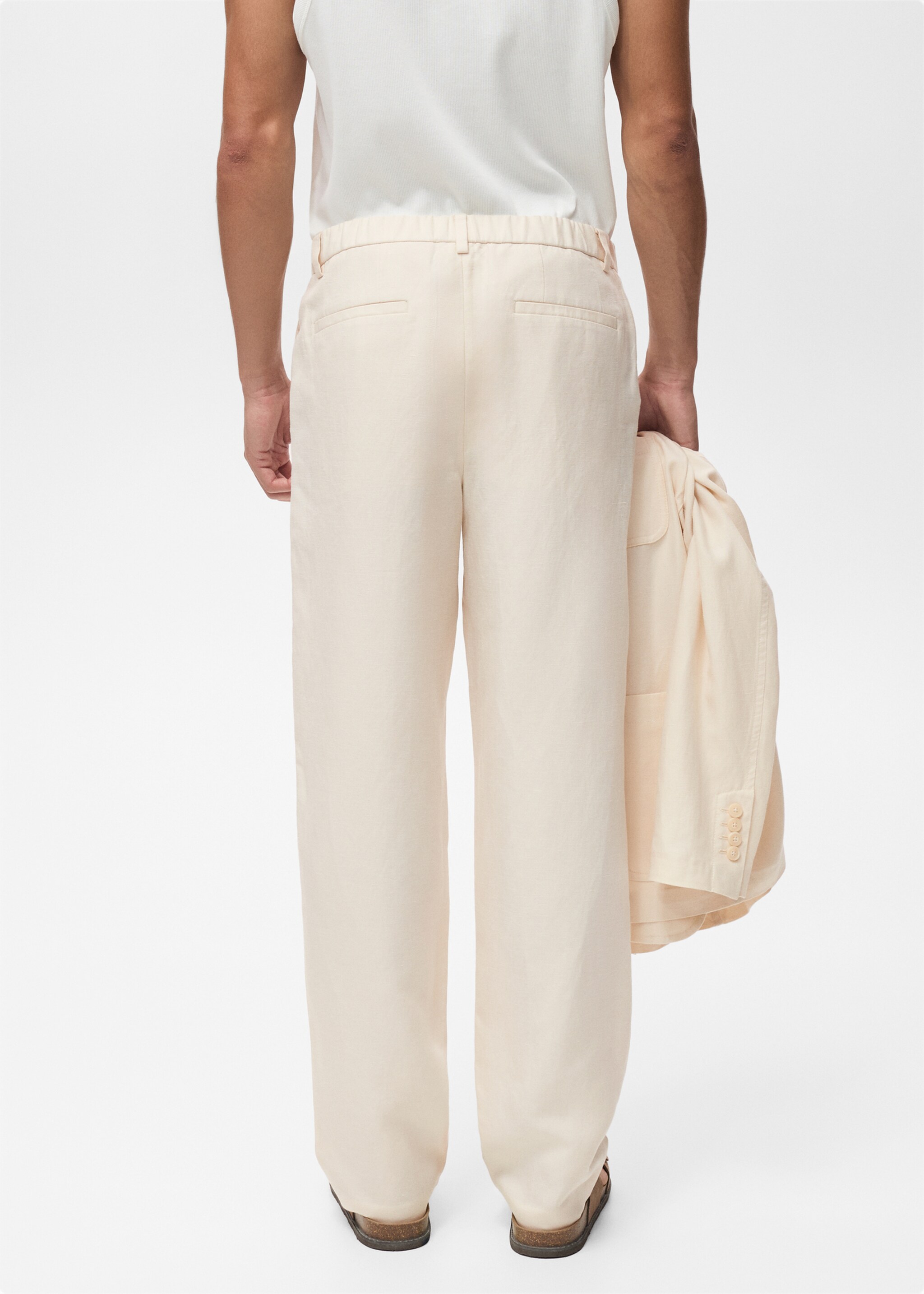 Linen-lyocell blend suit trousers - Reverse of the article, Ecru. Ref: 87009210-00.