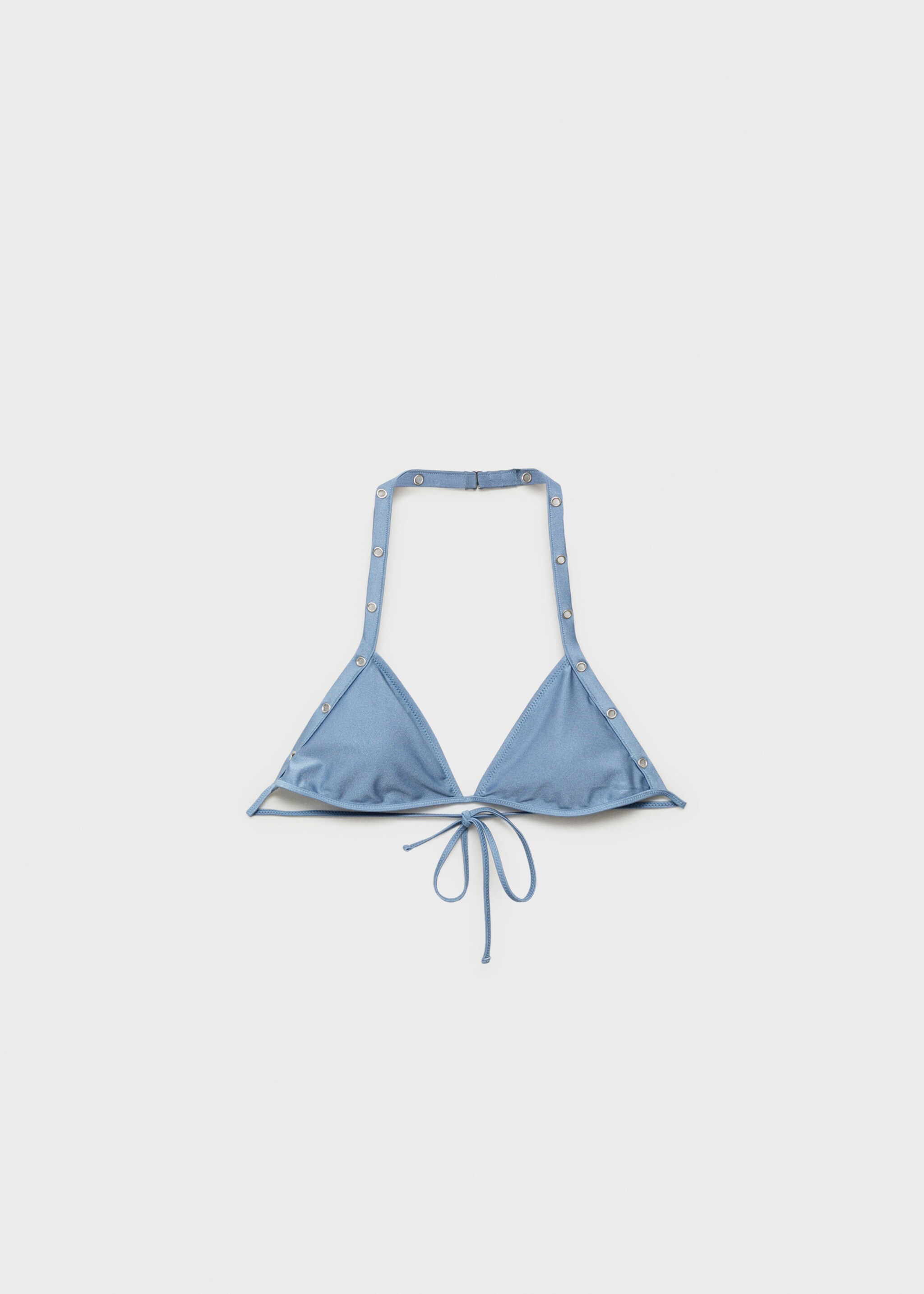 Triangle bikini top with eyelet detail - Article without model, Sky Blue. Ref: 87009212-00.