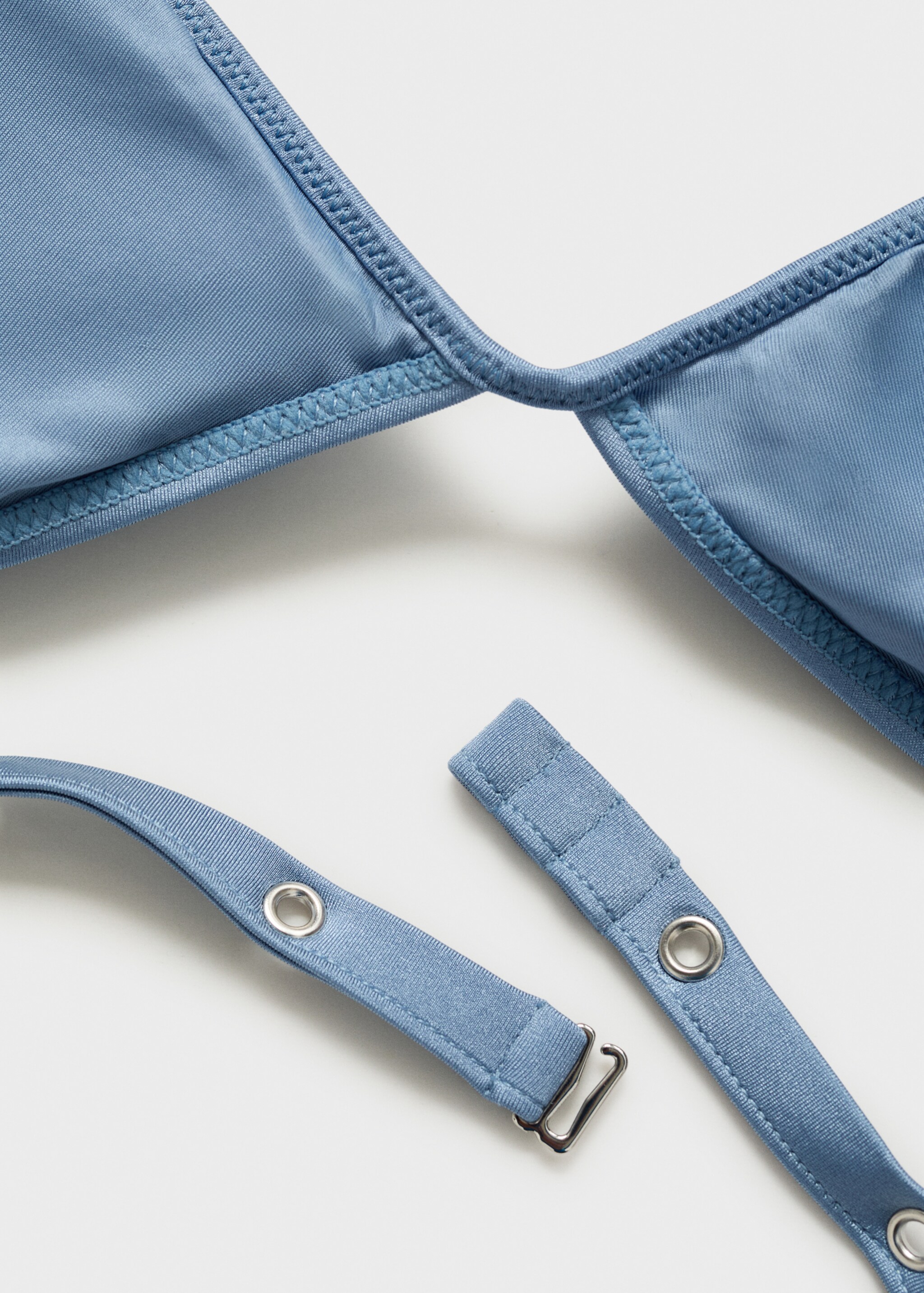 Triangle bikini top with eyelet detail - Details of the article 0, Sky Blue. Ref: 87009212-00.
