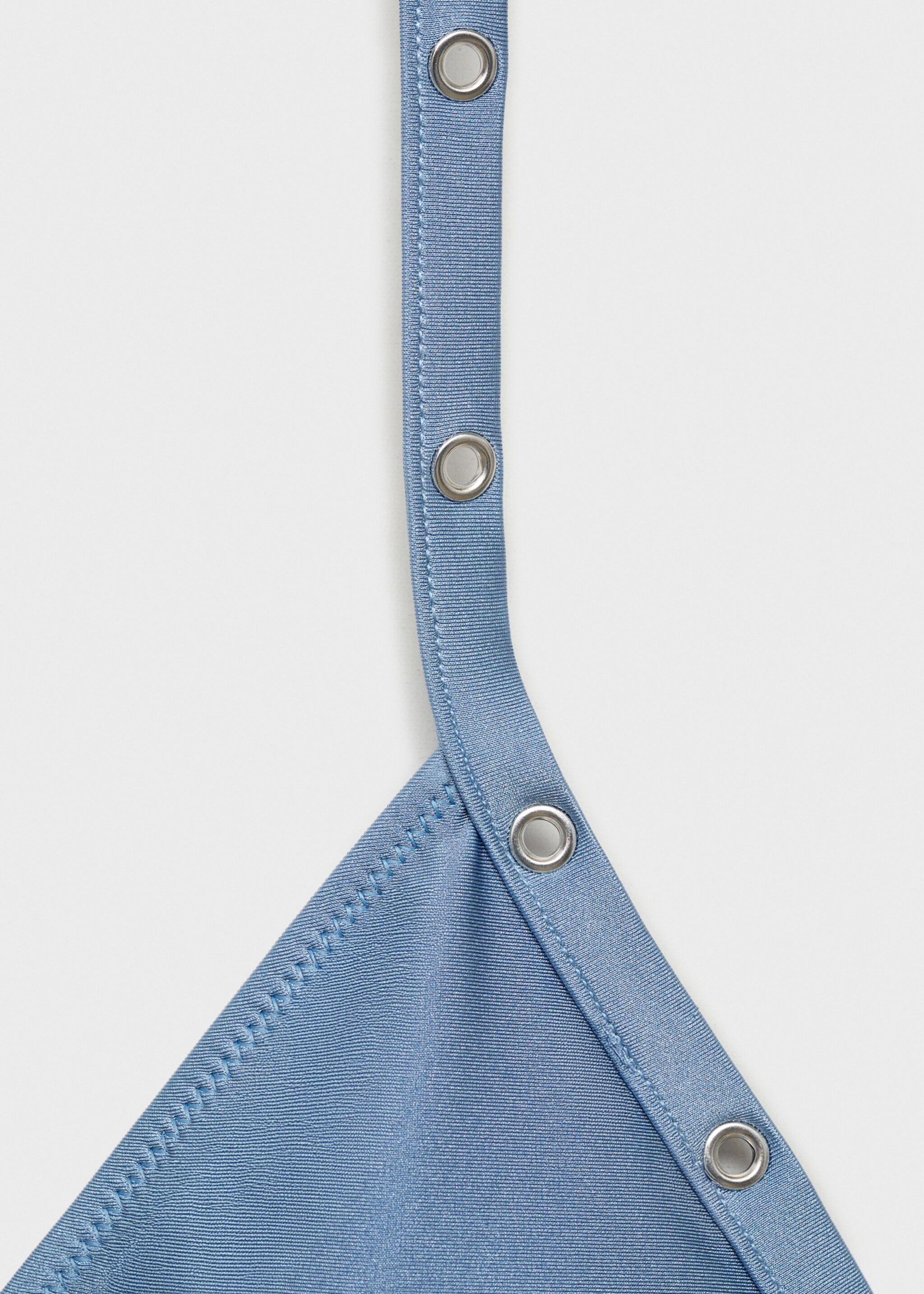 Triangle bikini top with eyelet detail - Details of the article 8, Sky Blue. Ref: 87009212-00.