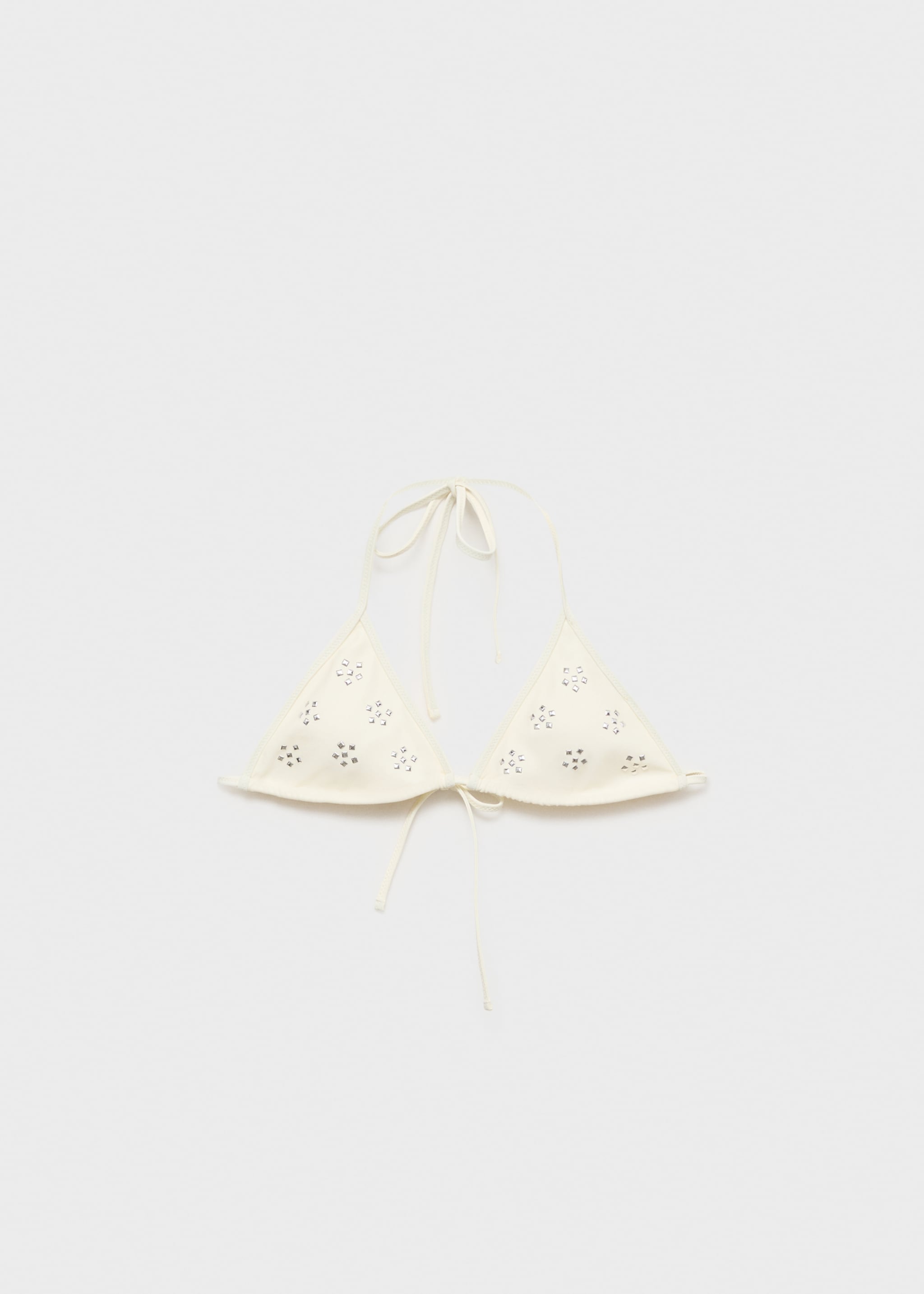Bikini top with metallic appliqué - Article without model, Off White. Ref: 87009213-00.