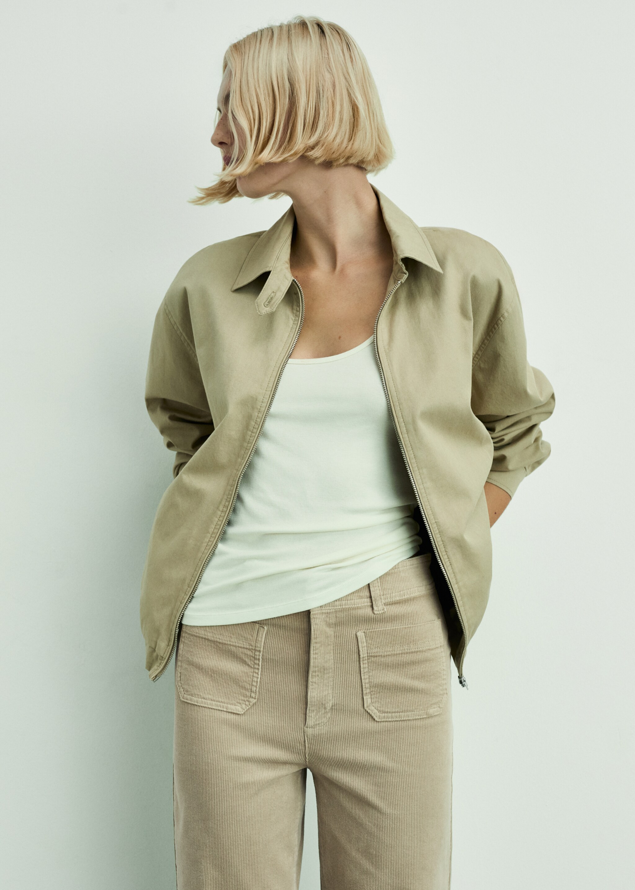 Catherin culotte corduroy trousers - Details of the article 1, Ecru. Ref: 87010256-00.