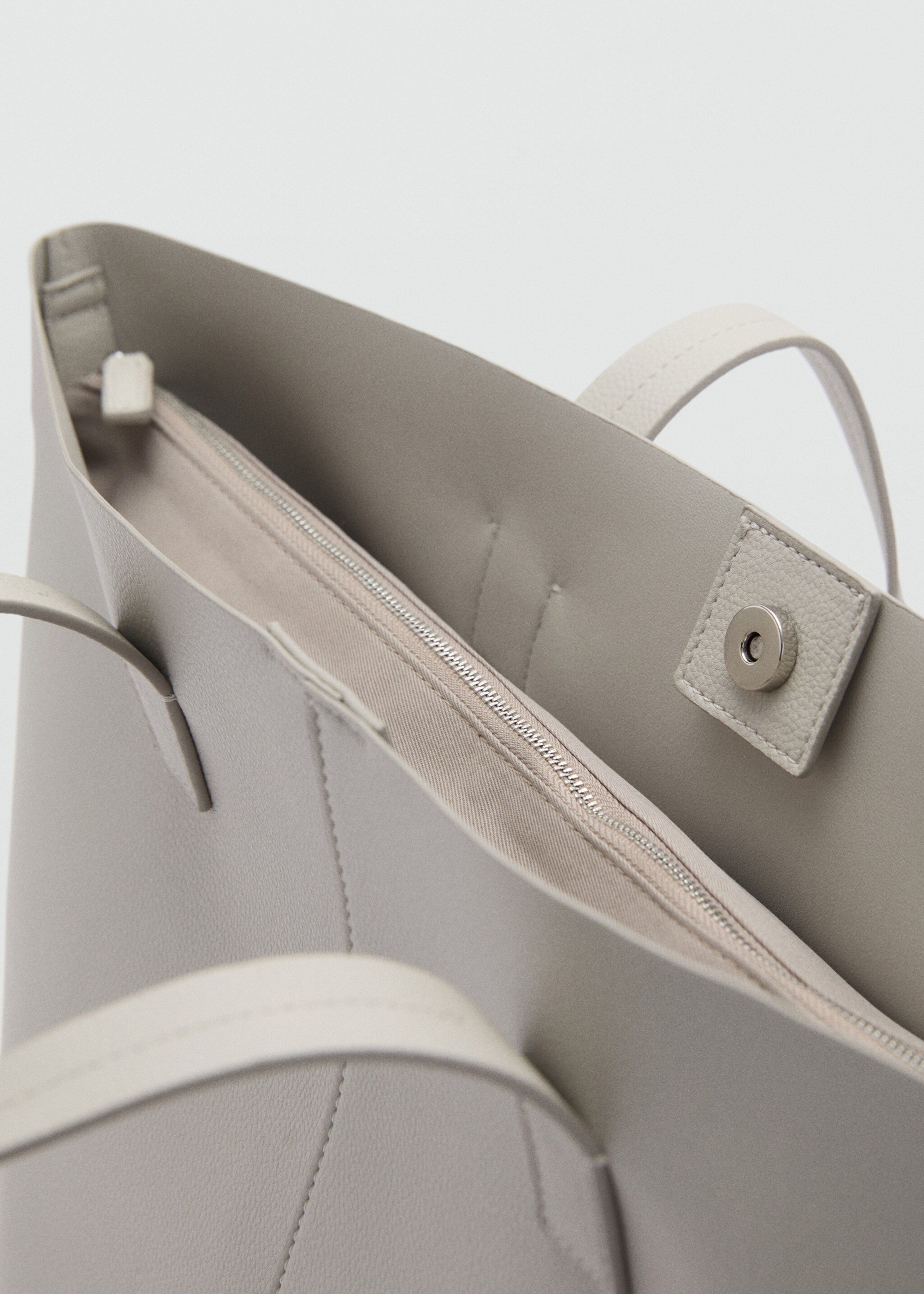 Shopper bag with double handle - Details of the article 1, Off White. Ref: 87010278-00.