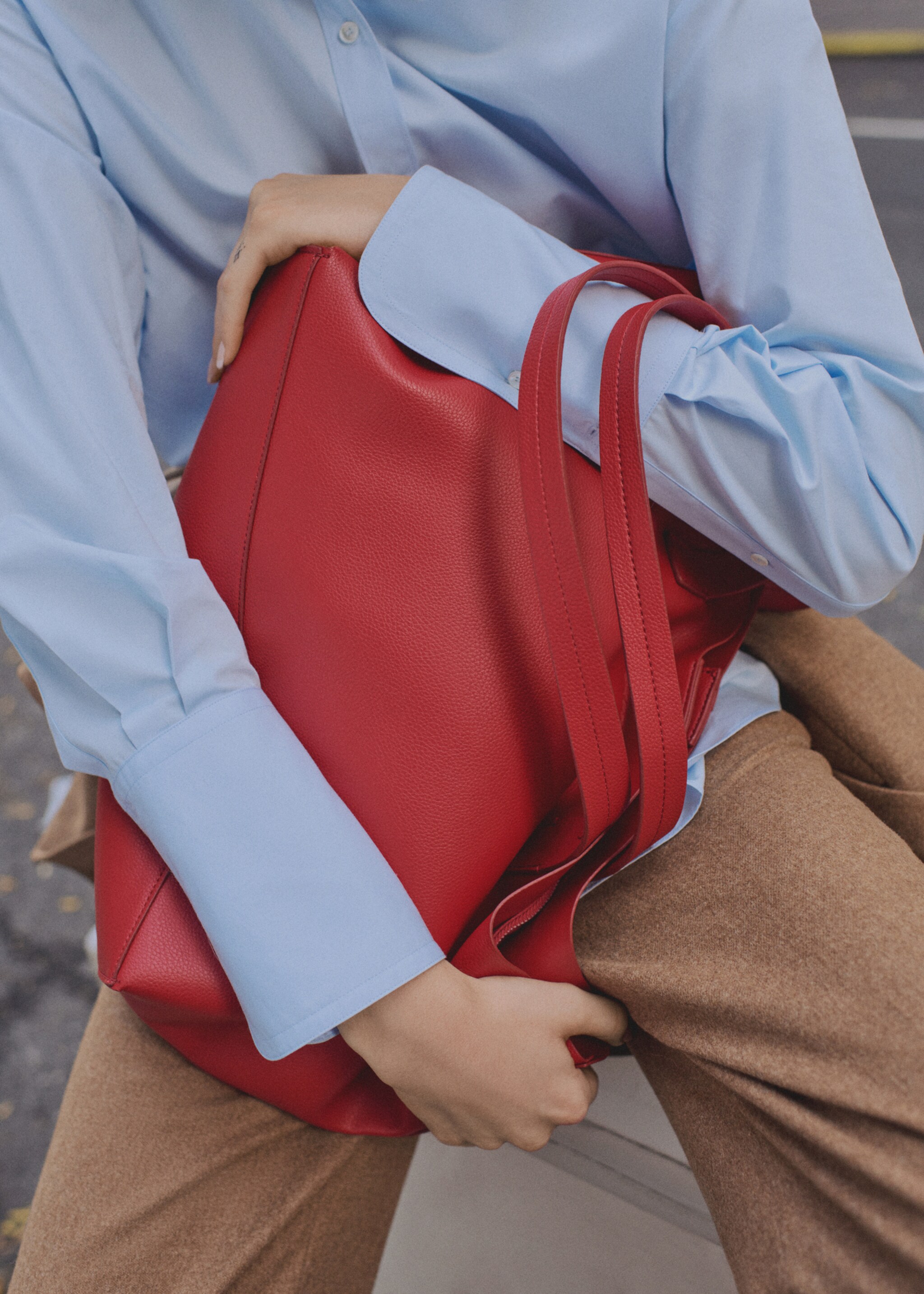 Bolso shopper doble asa - Detalle del artículo 9, Rojo. Ref: 87010278-00.