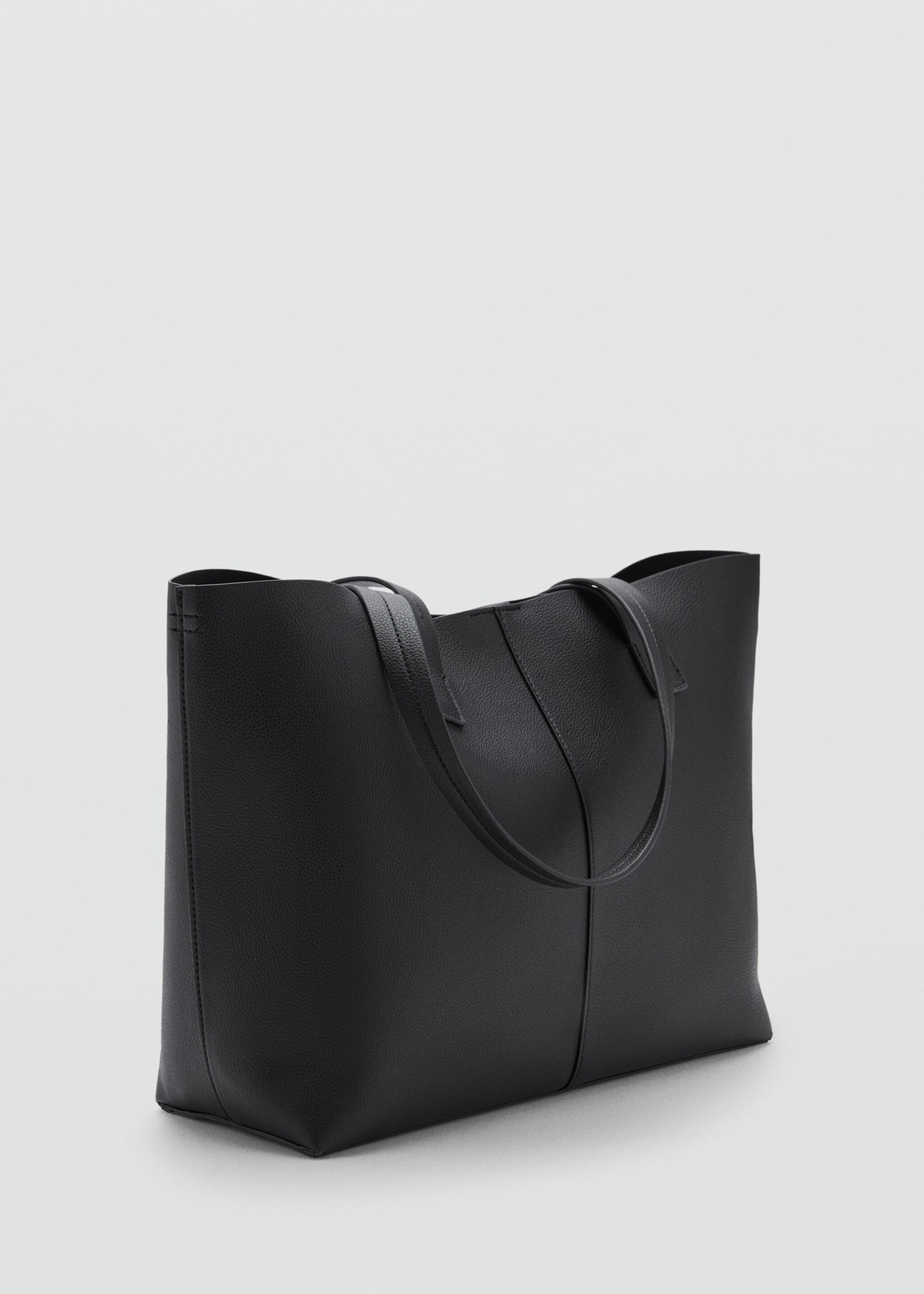 Shopper bag with double handle - Medium plane, Black. Ref: 87010278-00.