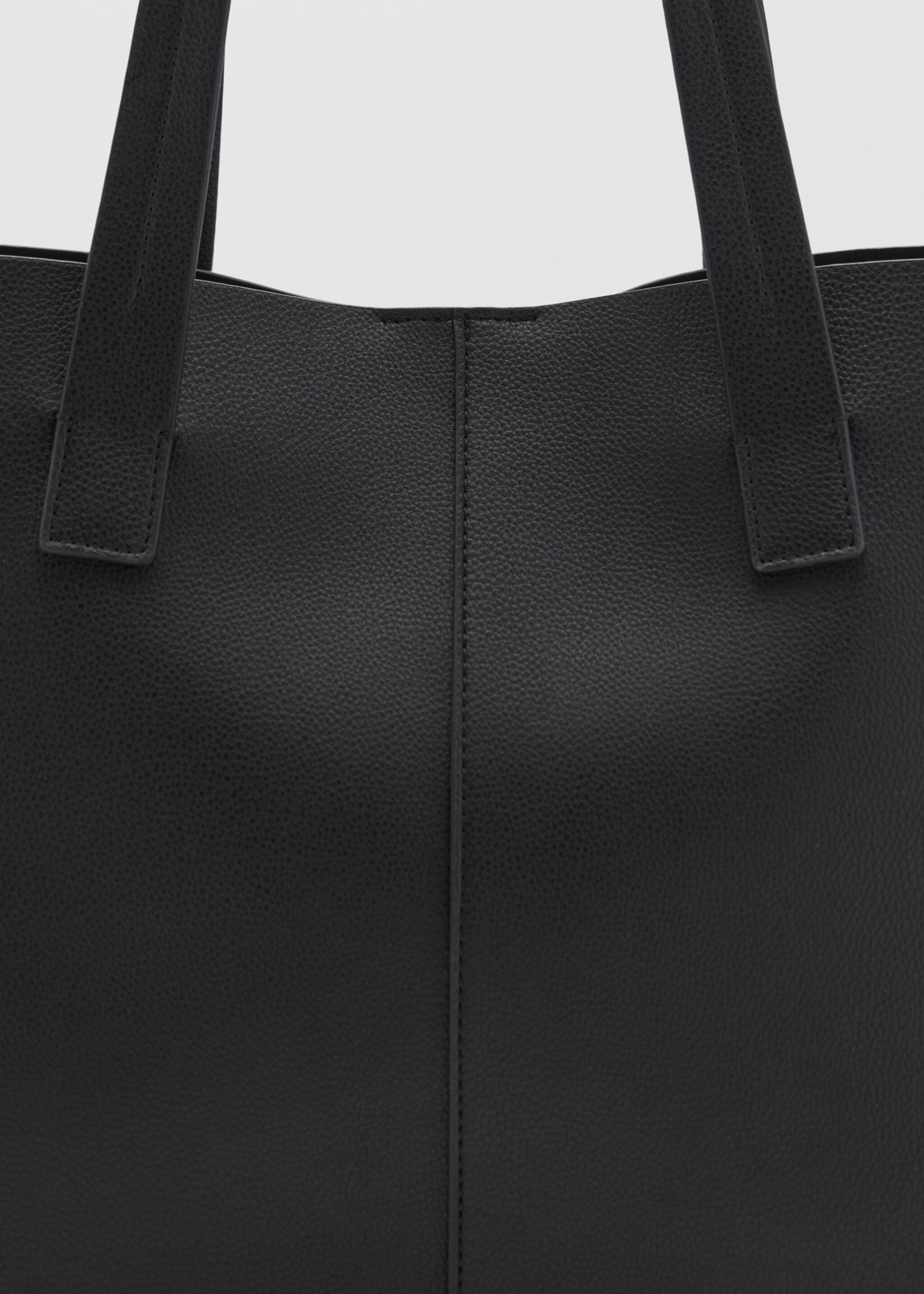 Shopper bag with double handle - Details of the article 2, Black. Ref: 87010278-00.