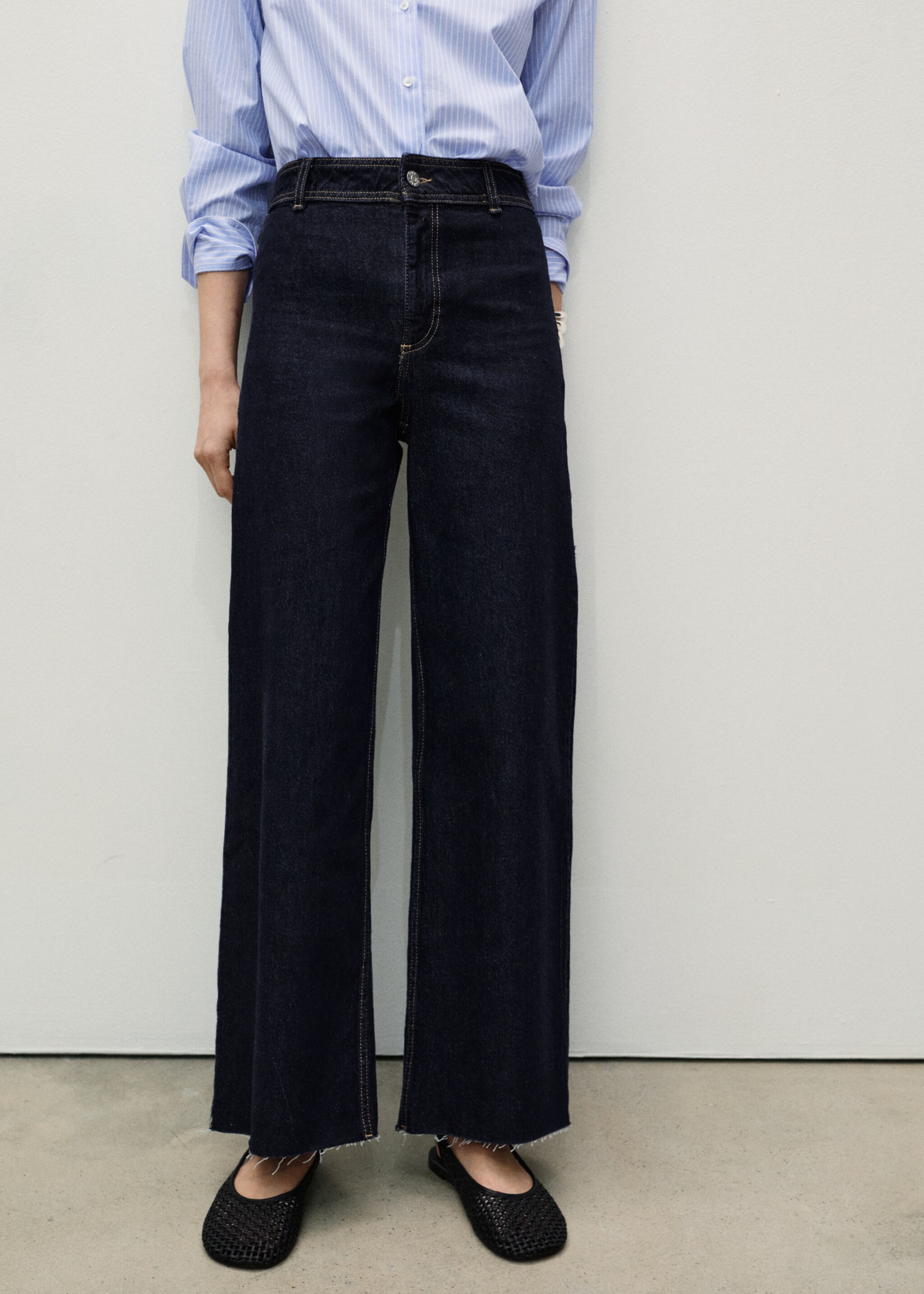 Jean Catherin style jupe-culotte rinse wash - Plan moyen, Bleu. Ref: 87010287-00.