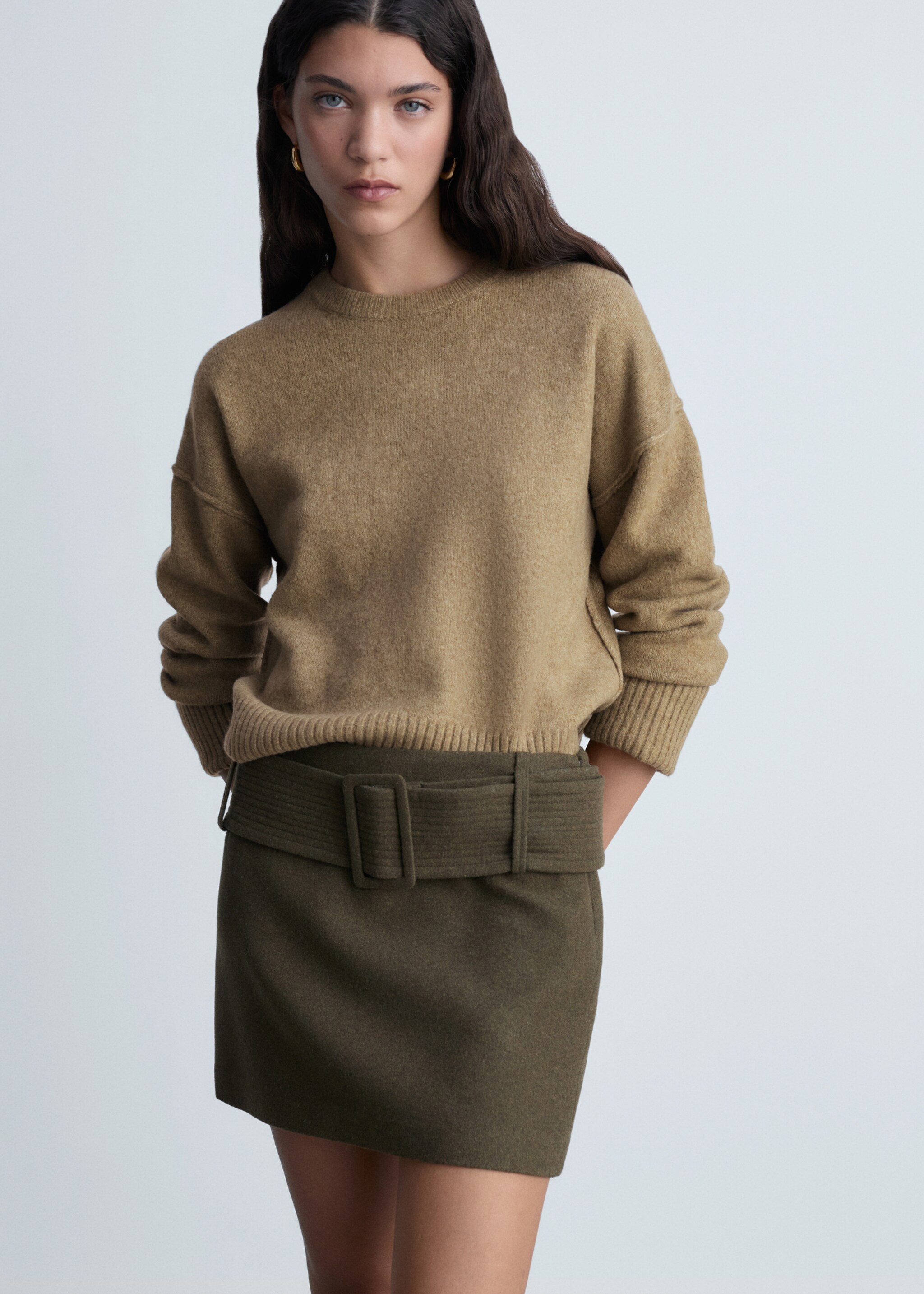 Rolled-up sleeves sweater - Medium plane, Medium Green. Ref: 87010291-00.