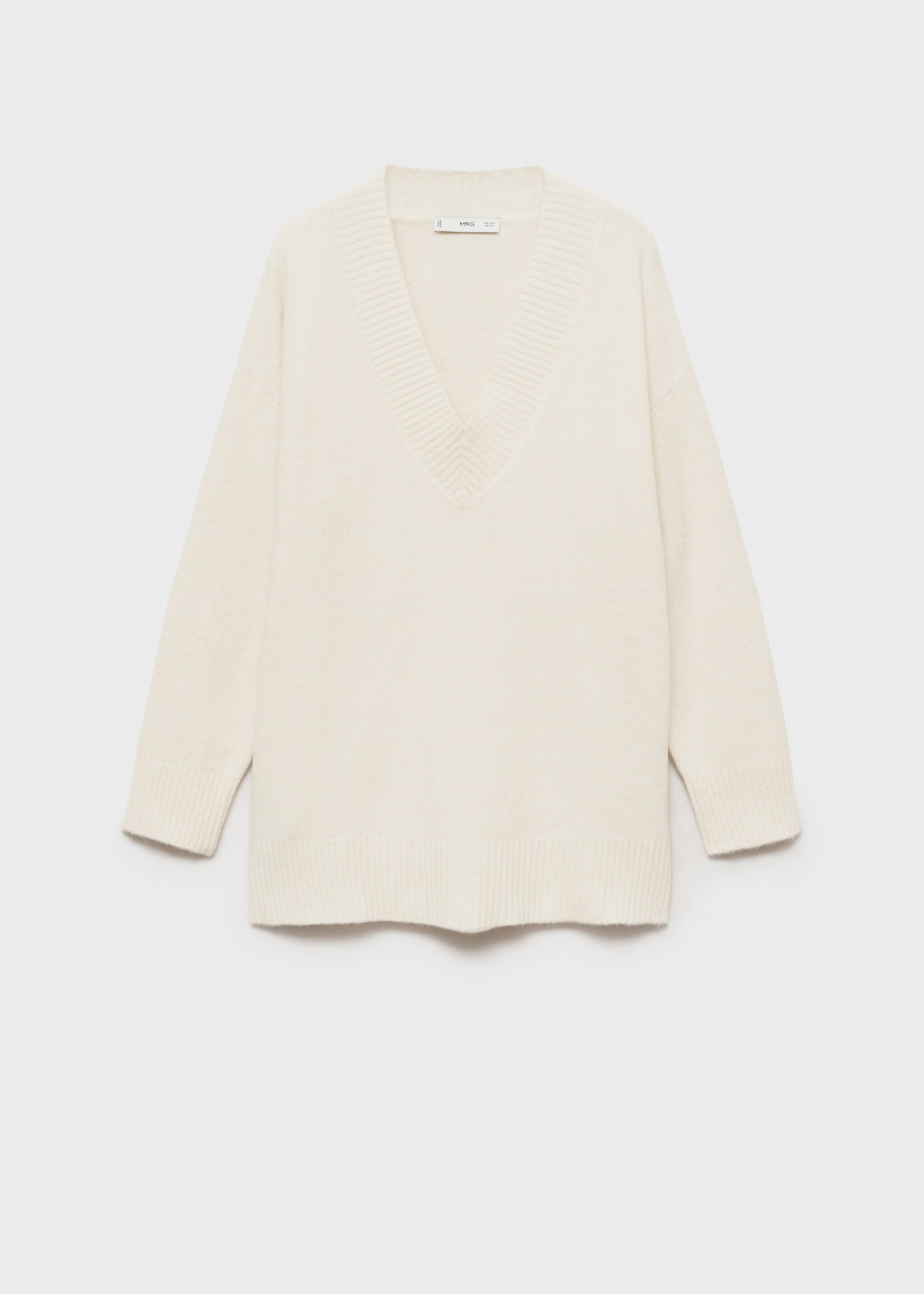 Oversized V-neck sweater - Article without model, Ecru. Ref: 87010292-00.