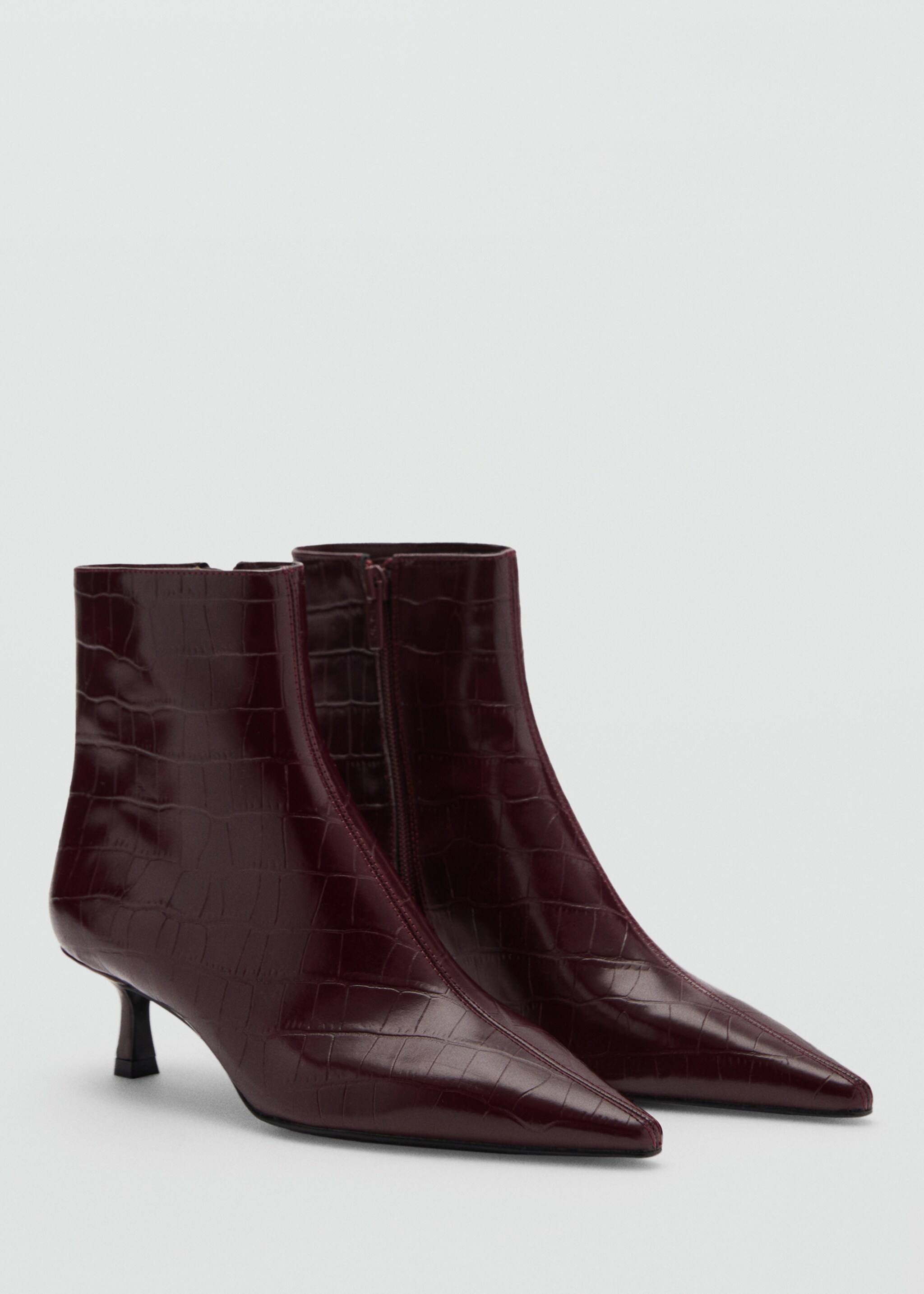 Kitten-heel coco boots - Medium plane, Burgundy. Ref: 87010293-00.