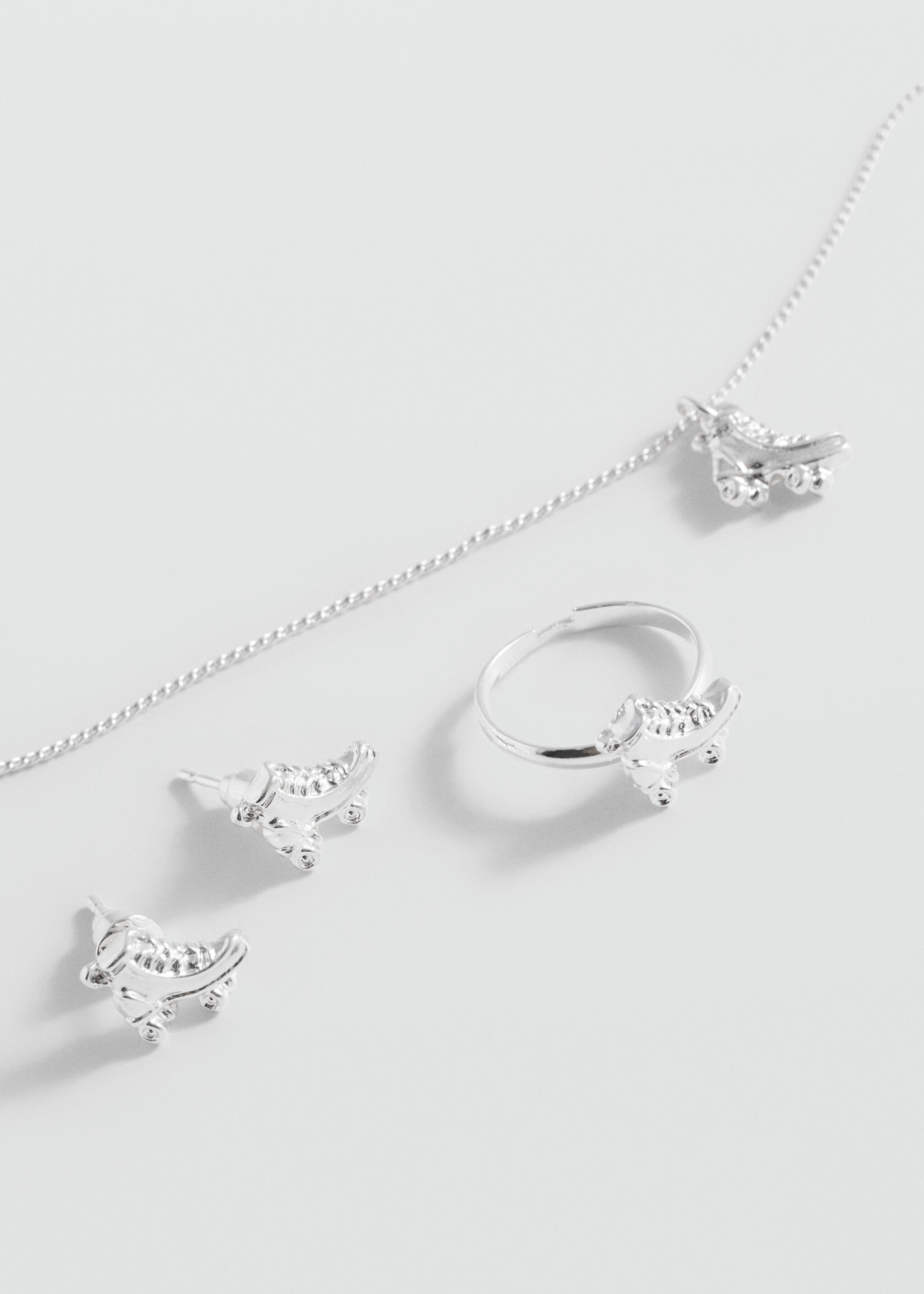 Joc collar anell i arracades - Pla mig, Platejat. Ref: 87010327-00.