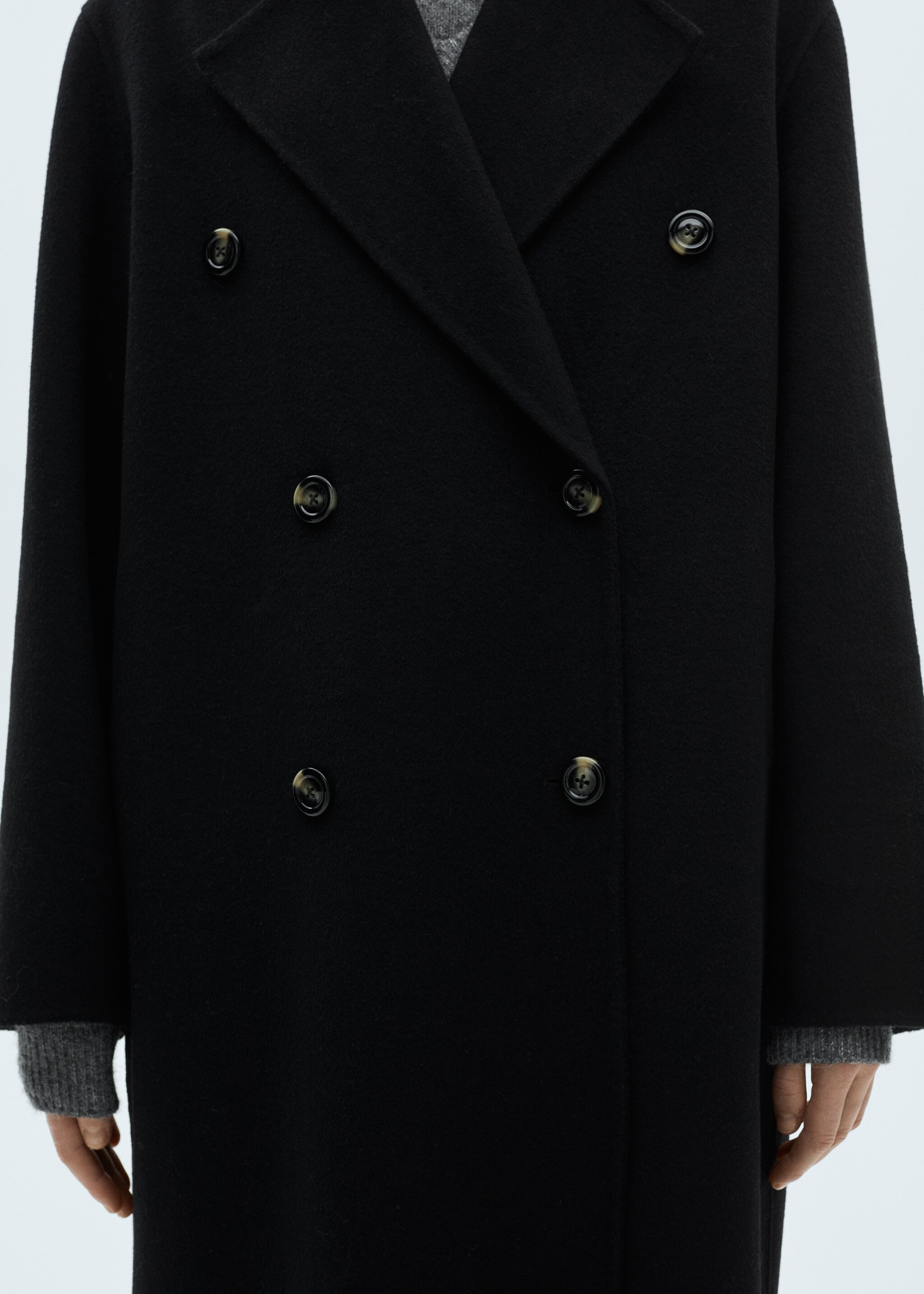 Handmade oversized wool coat - Details of the article 6, Black. Ref: 87010344-00.