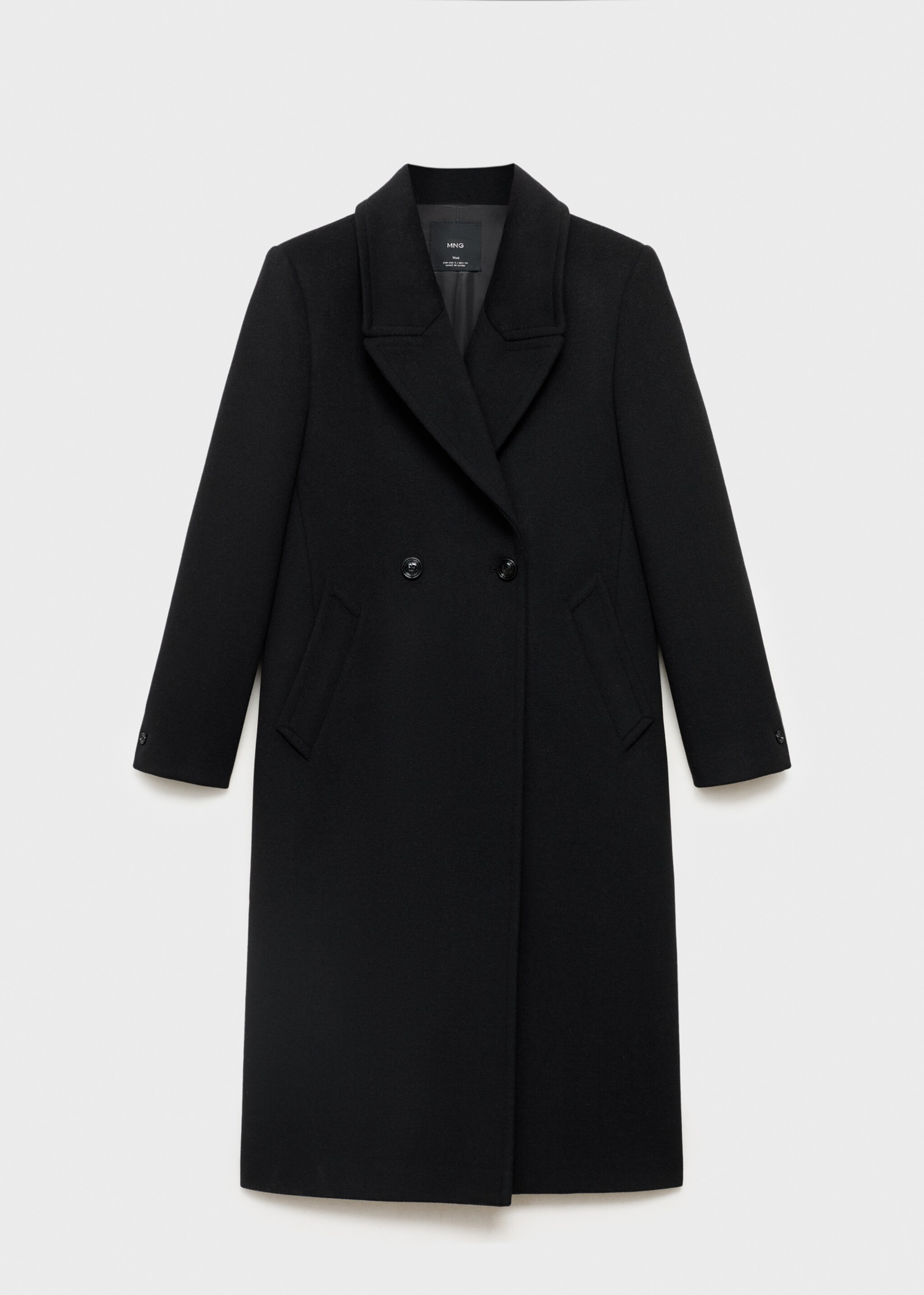Wool coat with lapels - Article without model, Black. Ref: 87010345-00.