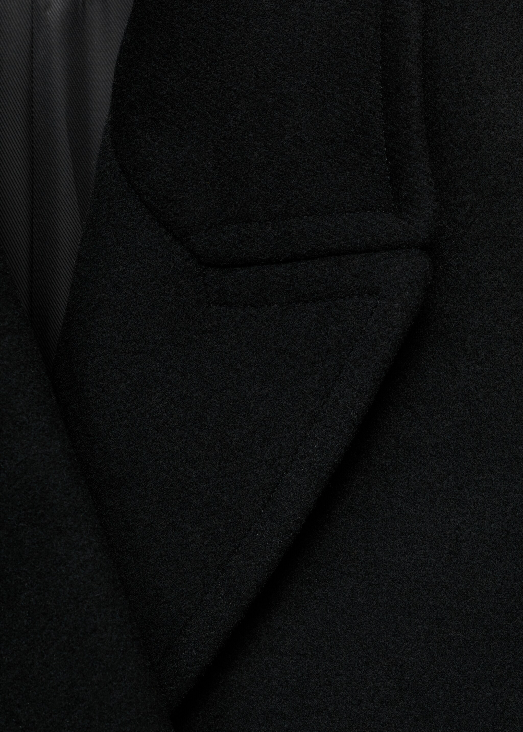 Wool coat with lapels - Details of the article 8, Black. Ref: 87010345-00.